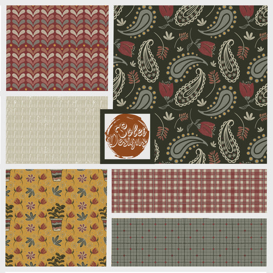 Red Cottage - Hand Drawn Seamless Pattern Collection - Solei Designs