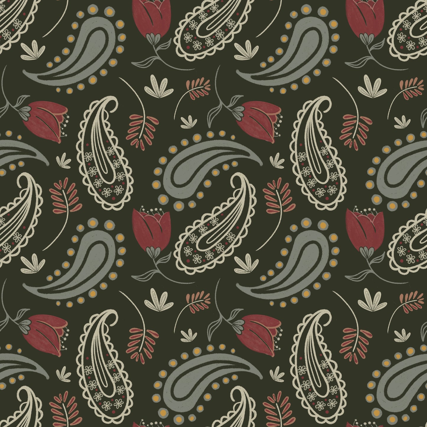 Red Cottage - Hand Drawn Seamless Pattern Collection - Solei Designs