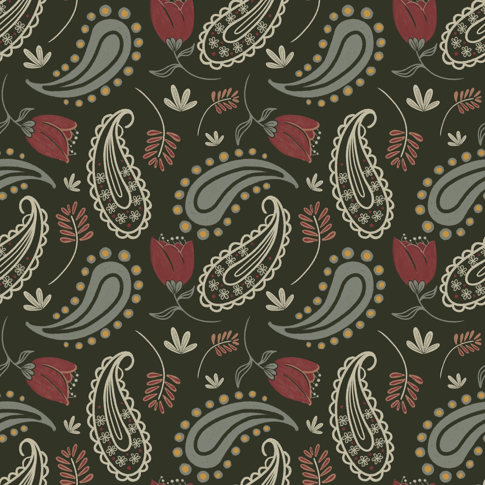 Red Cottage - Hand Drawn Seamless Pattern Collection - Solei Designs