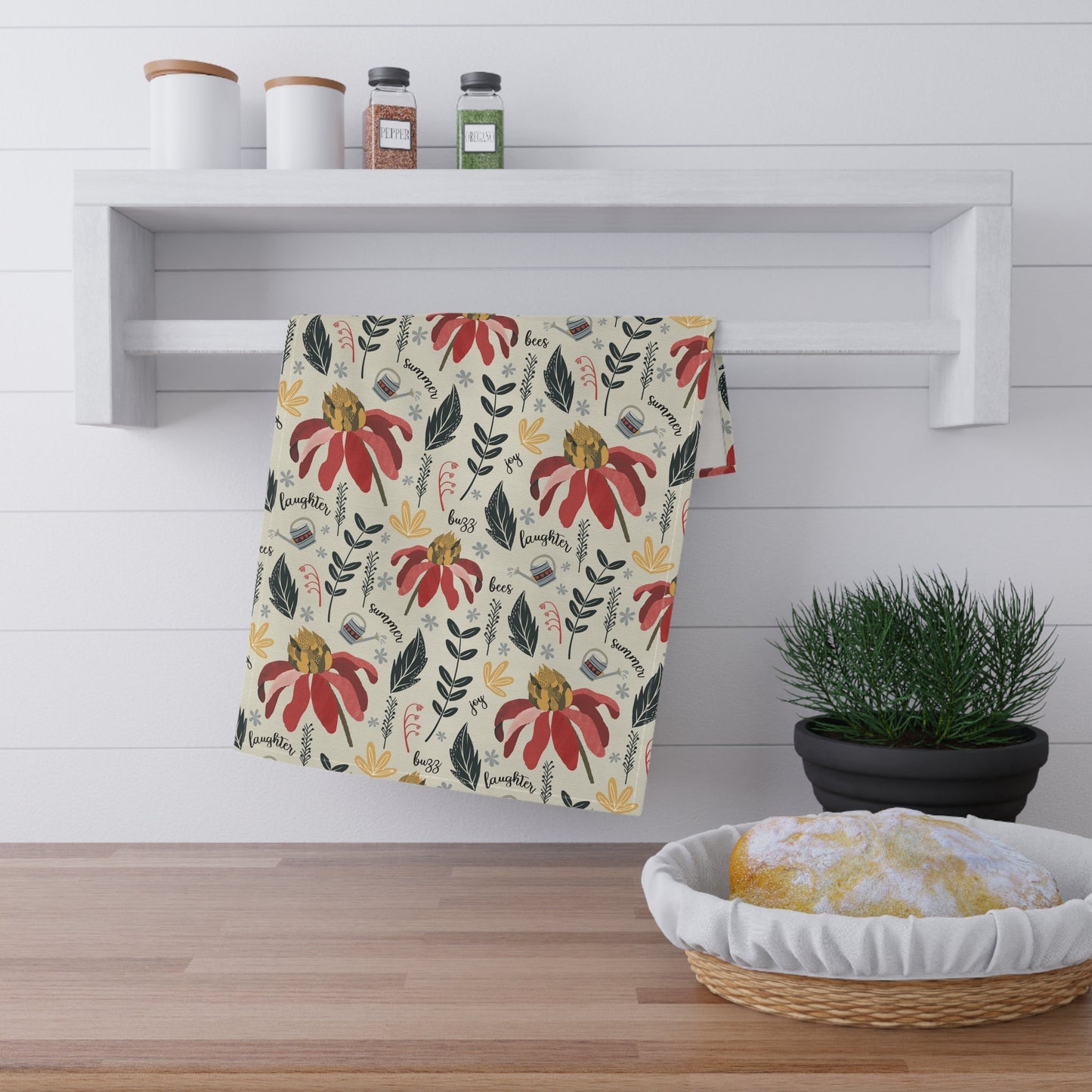 Red whimsy design - 100% Cotton Kitchen Tea Towels from the Summer Daze Collection - Solei Designs