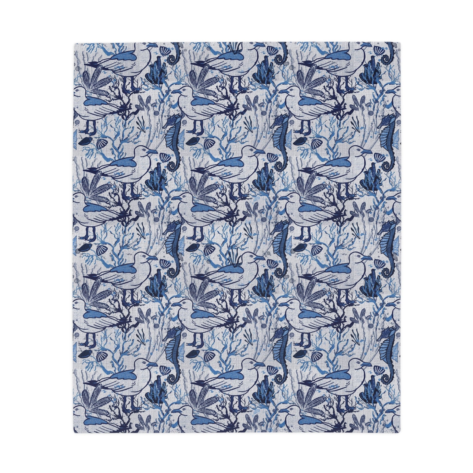 Sea Breeze coastal aesthetic hand drawn pattern - plush fleece throw blanket - Solei Designs