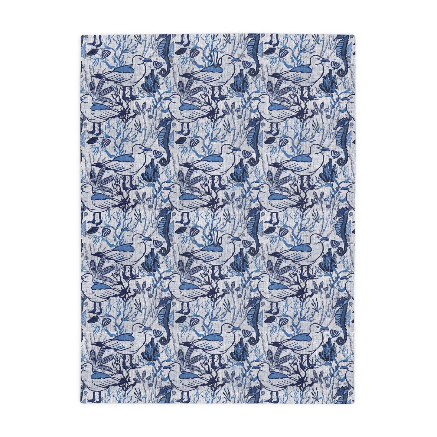 Sea Breeze coastal aesthetic hand drawn pattern - plush fleece throw blanket - Solei Designs