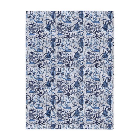 Sea Breeze coastal aesthetic hand drawn pattern - plush fleece throw blanket - Solei Designs