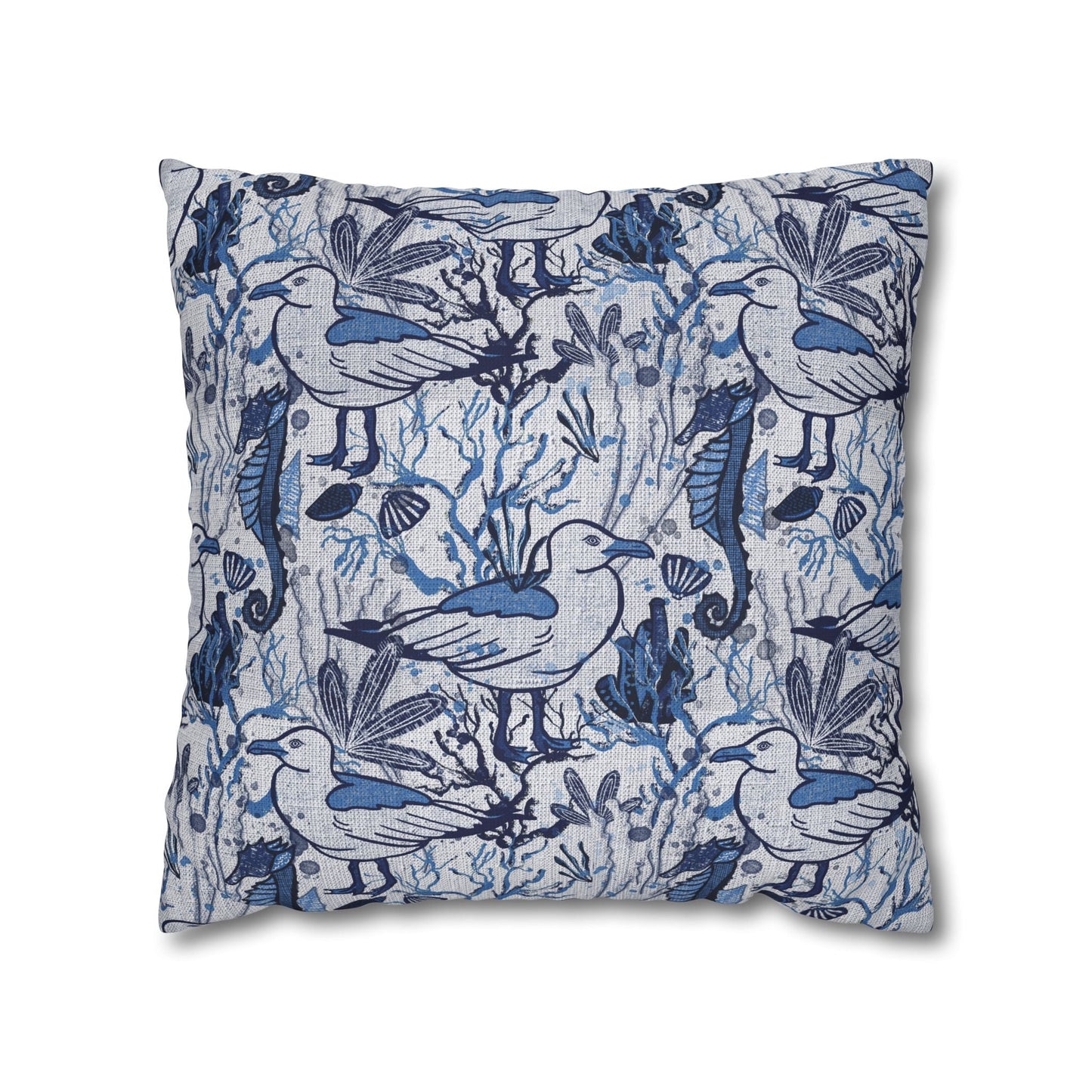 Sea Breeze design cushion cover with coastal aesthetic - hand drawn artwork - Solei Designs