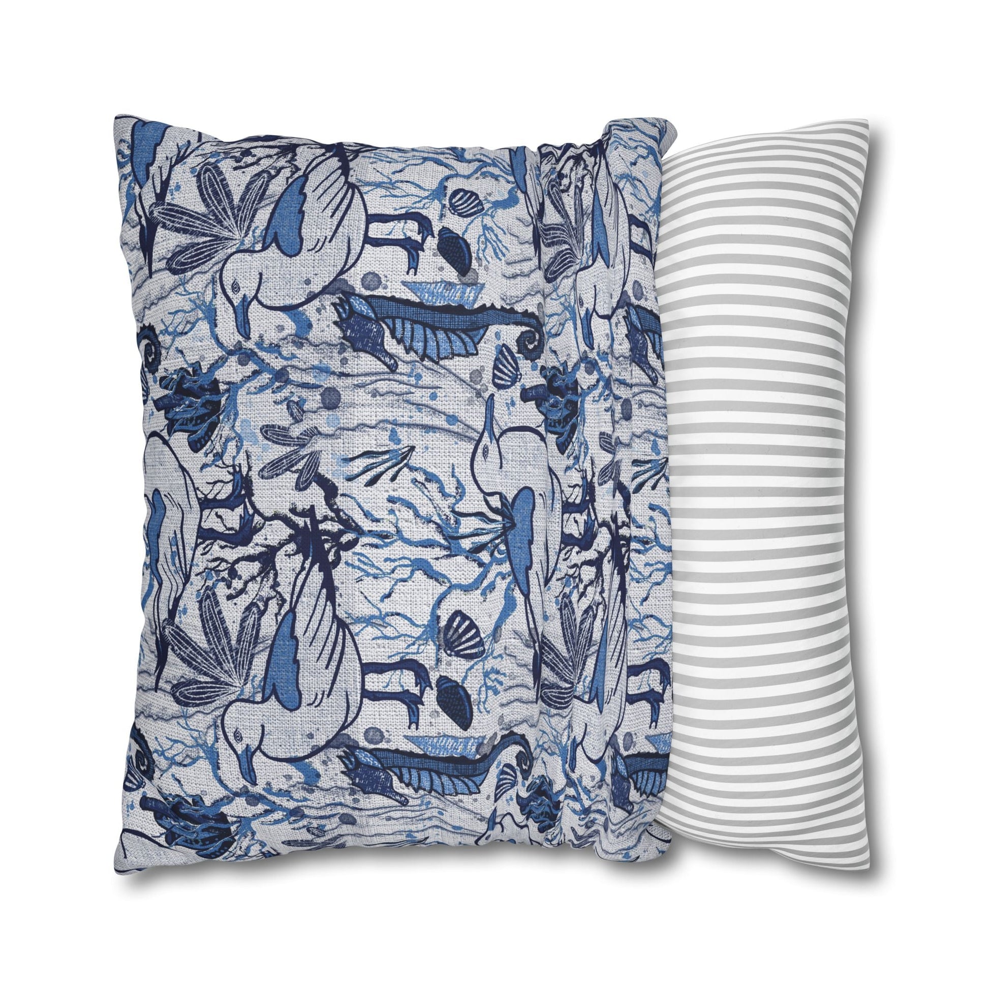 Sea Breeze design cushion cover with coastal aesthetic - hand drawn artwork - Solei Designs