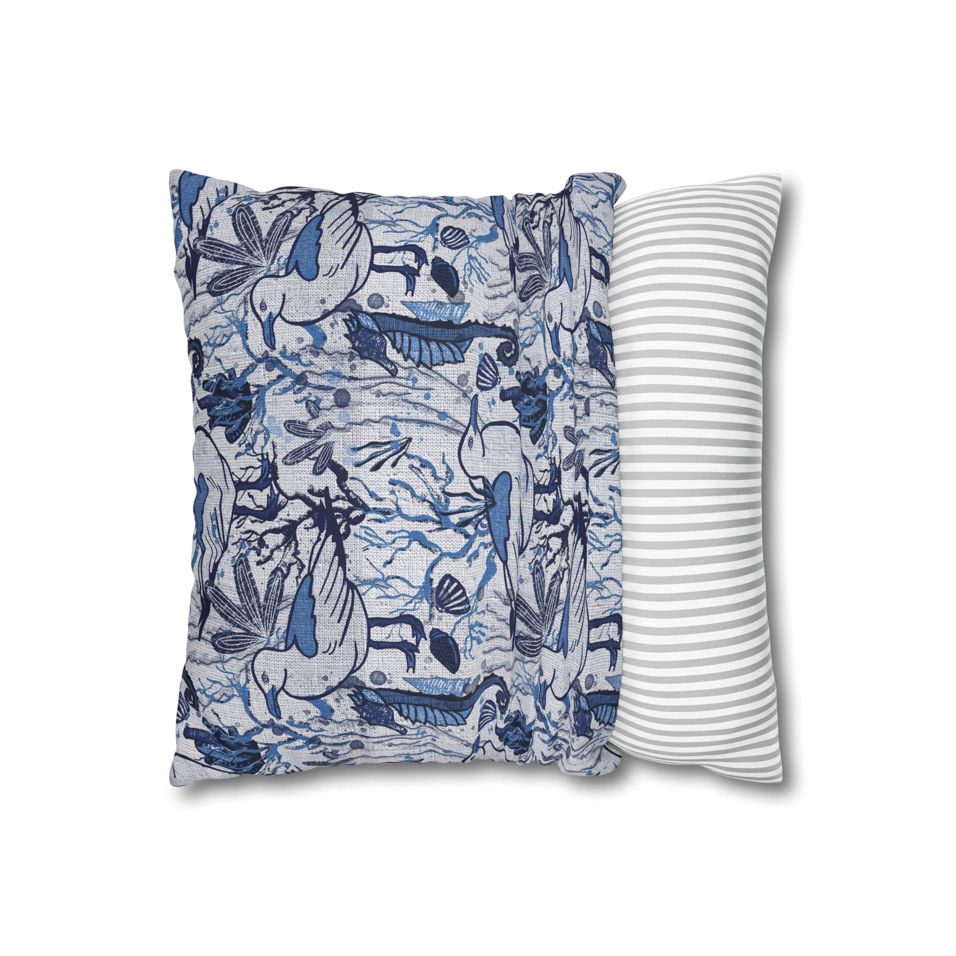 Sea Breeze design cushion cover with coastal aesthetic - hand drawn artwork - Solei Designs