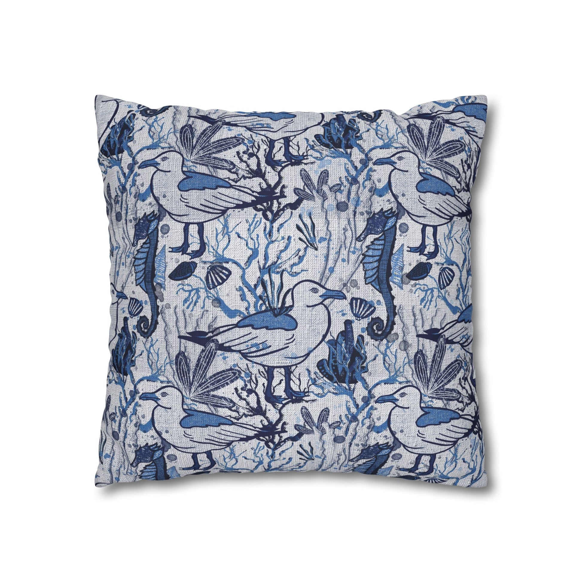 Sea Breeze design cushion cover with coastal aesthetic - hand drawn artwork - Solei Designs