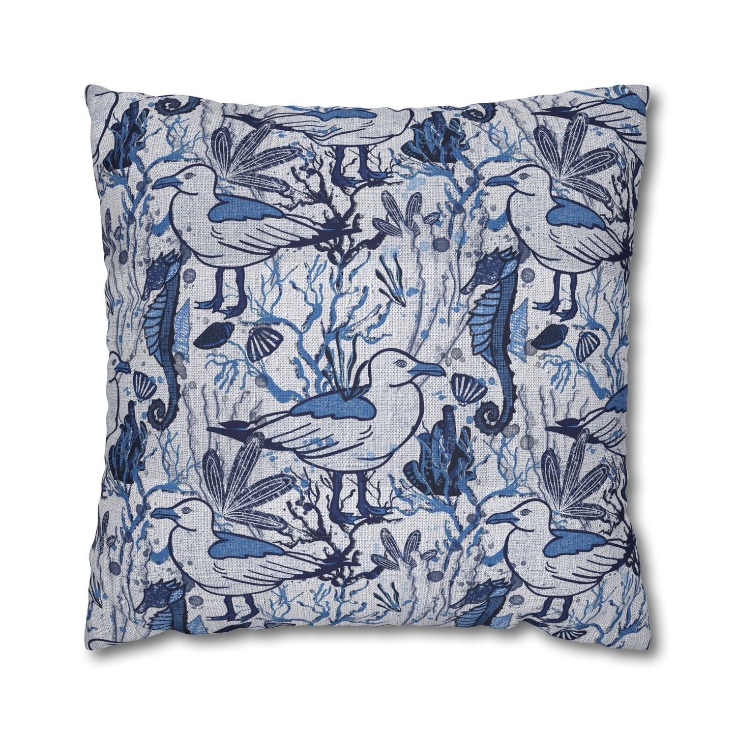 Sea Breeze design cushion cover with coastal aesthetic - hand drawn artwork - Solei Designs