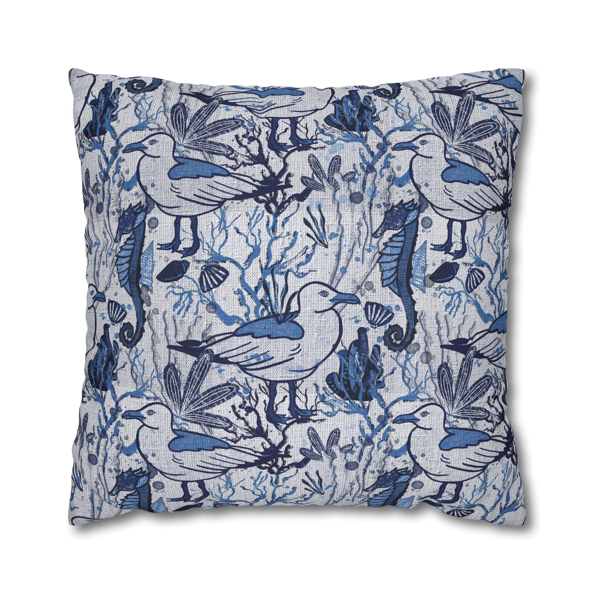 Sea Breeze design cushion cover with coastal aesthetic - hand drawn artwork - Solei Designs