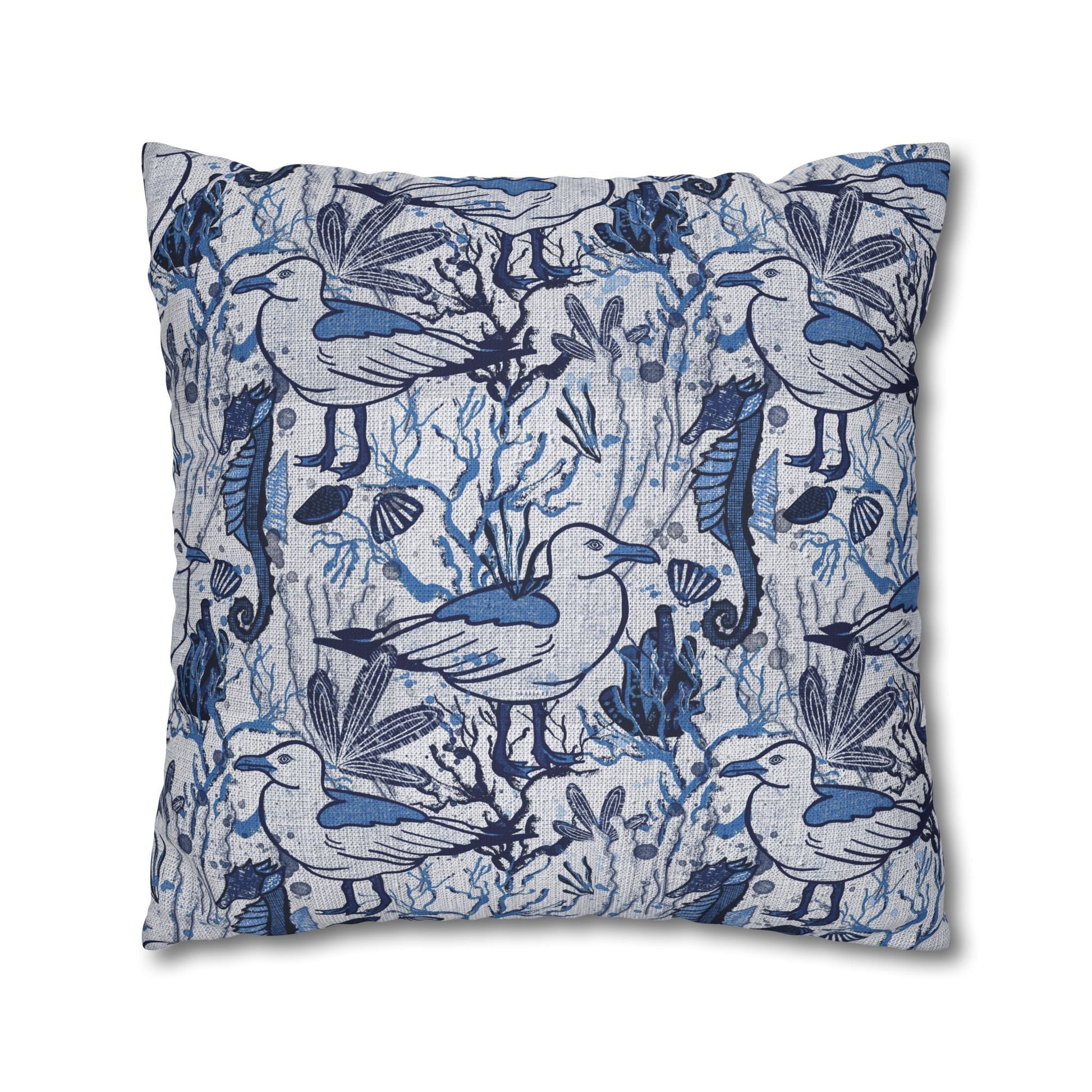 Sea Breeze design cushion cover with coastal aesthetic - hand drawn artwork - Solei Designs