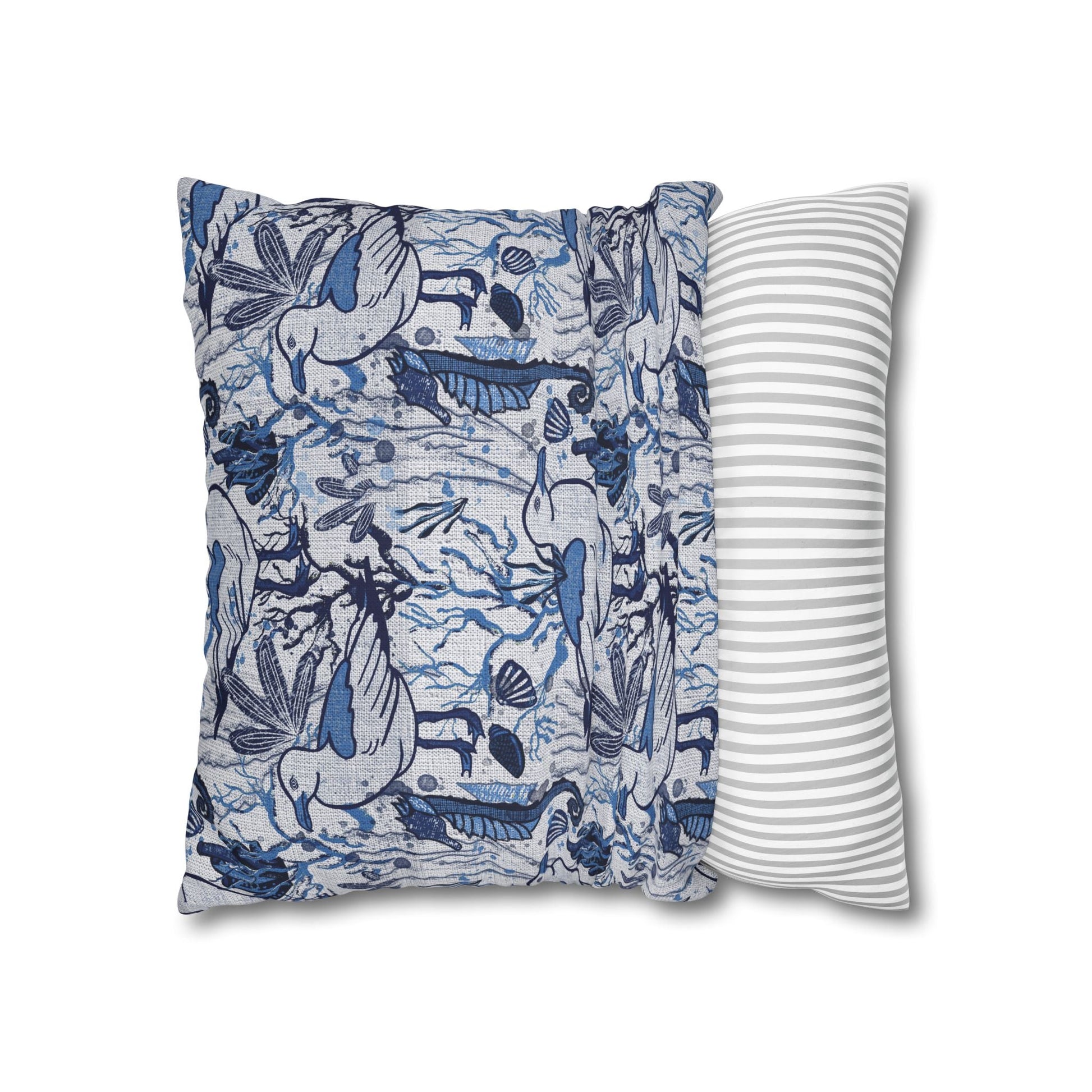 Sea Breeze design cushion cover with coastal aesthetic - hand drawn artwork - Solei Designs