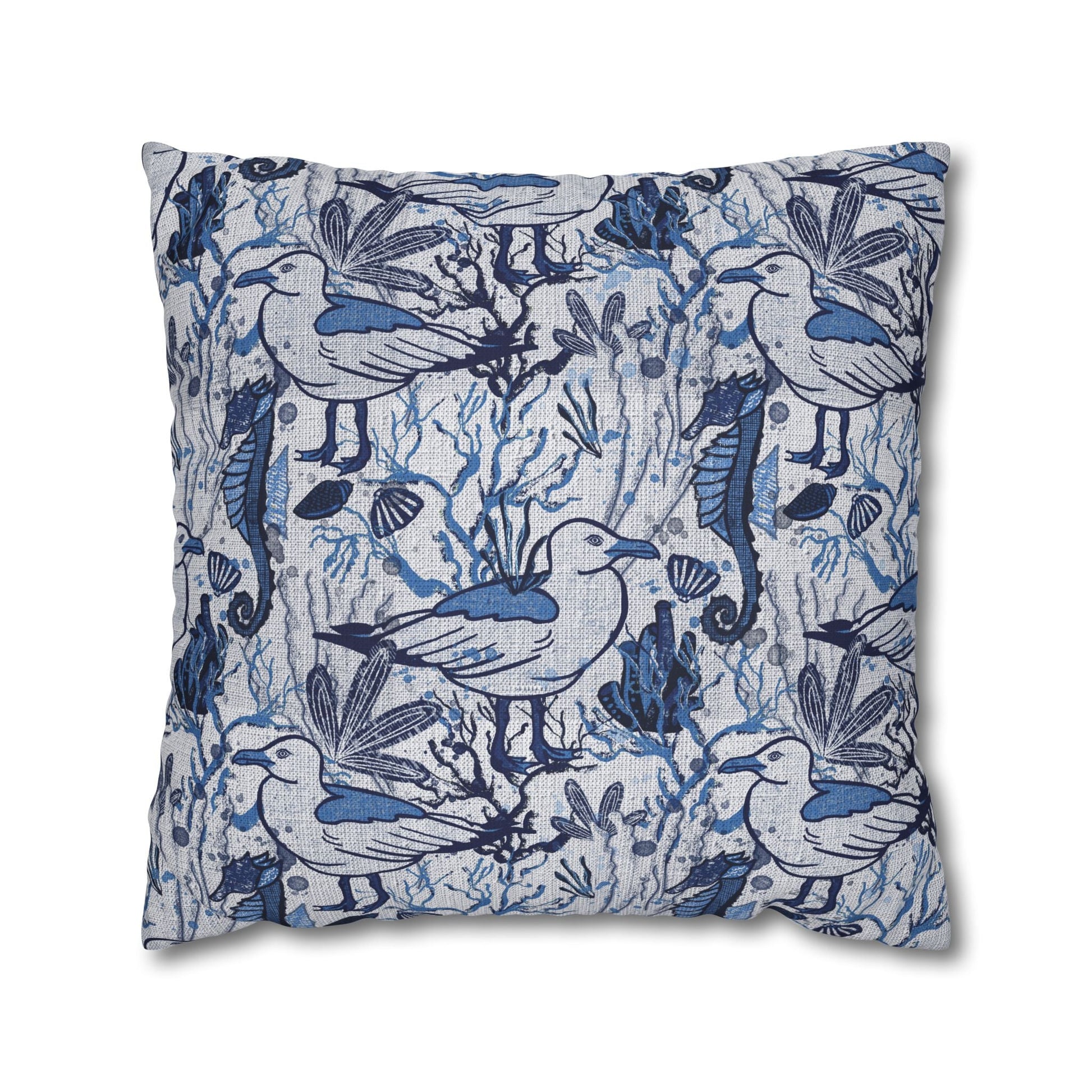 Sea Breeze design cushion cover with coastal aesthetic - hand drawn artwork - Solei Designs