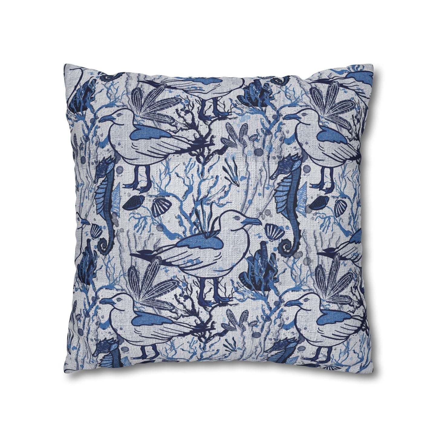 Sea Breeze design cushion cover with coastal aesthetic - hand drawn artwork - Solei Designs