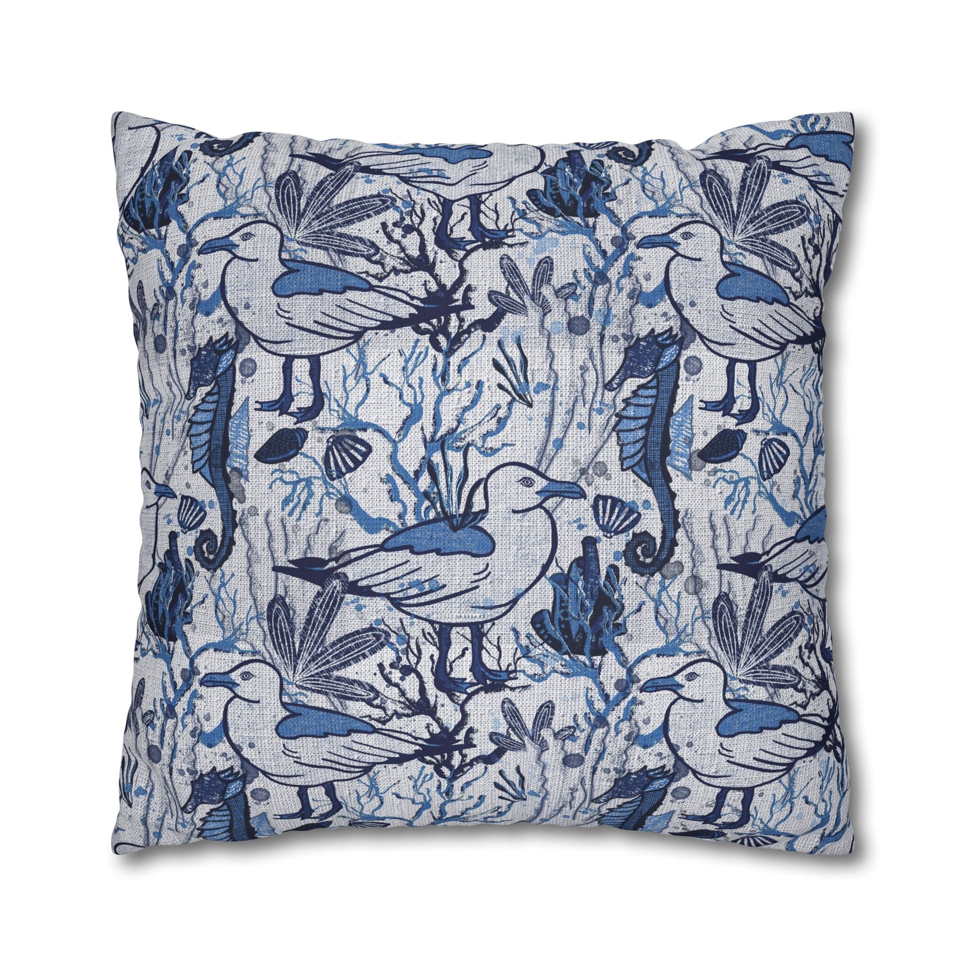 Sea Breeze design cushion cover with coastal aesthetic - hand drawn artwork - Solei Designs