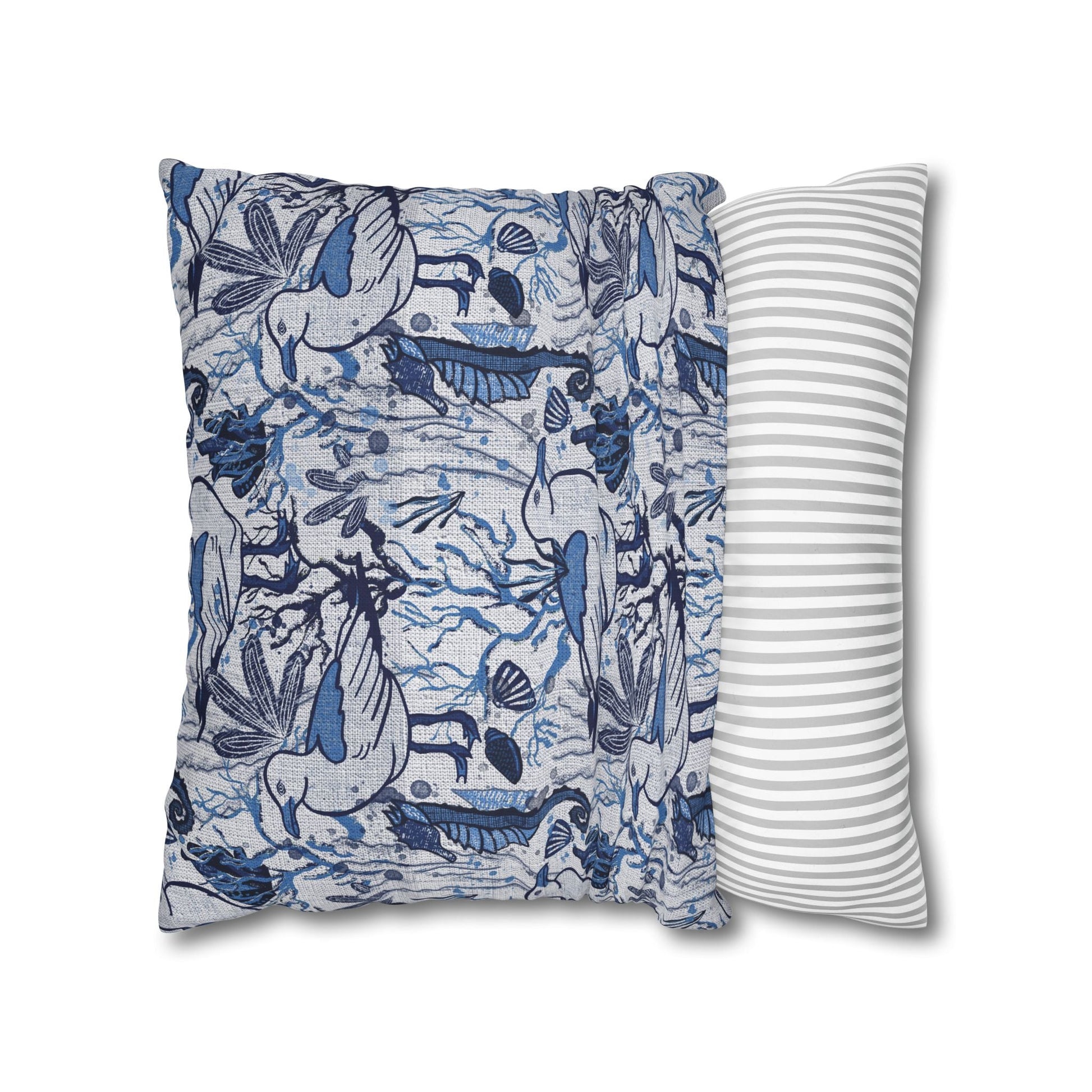 Sea Breeze design cushion cover with coastal aesthetic - hand drawn artwork - Solei Designs