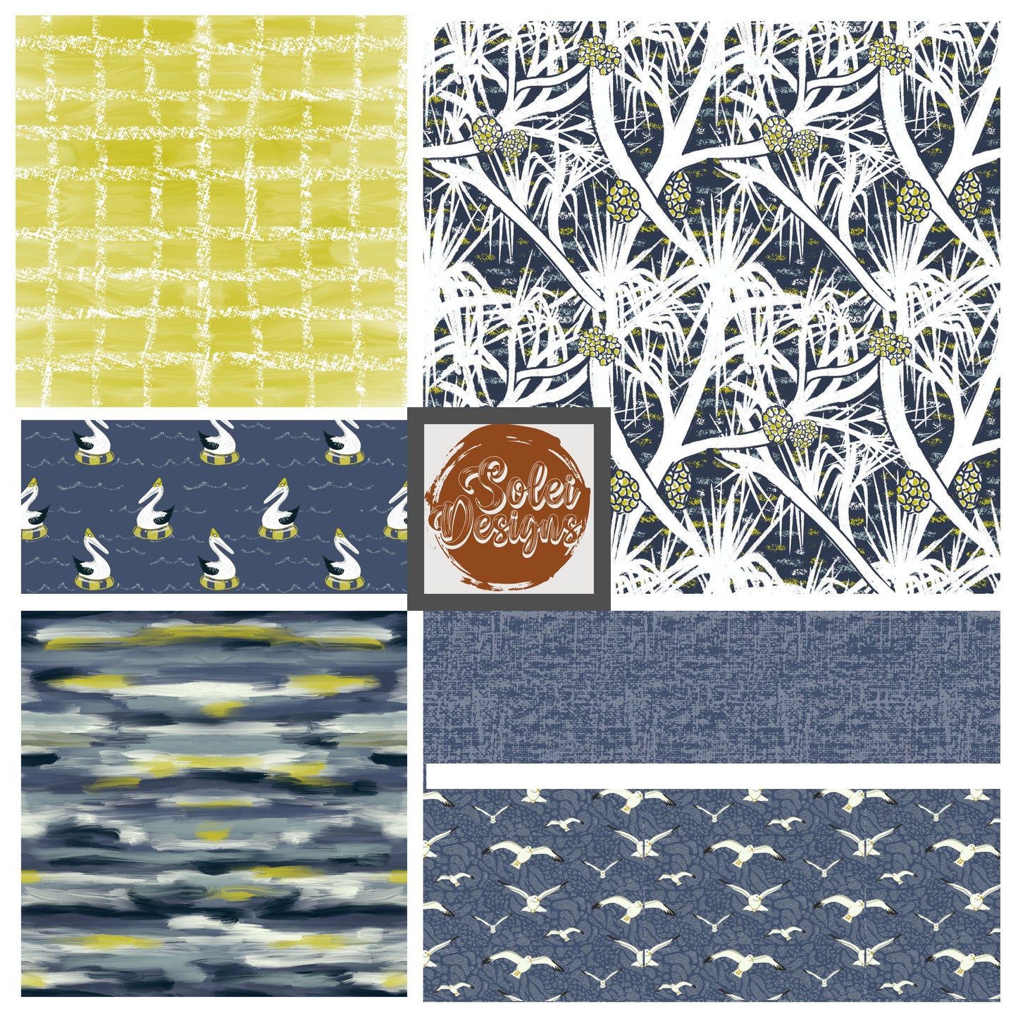 Seaside - Hand Drawn Seamless Pattern Collection - Solei Designs