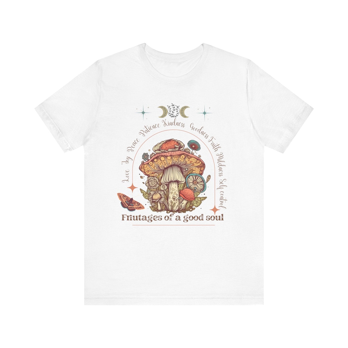 Soft Comfy Tee with Unique 'Fruitages of a Good Soul' Cottagecore Design - Solei Designs