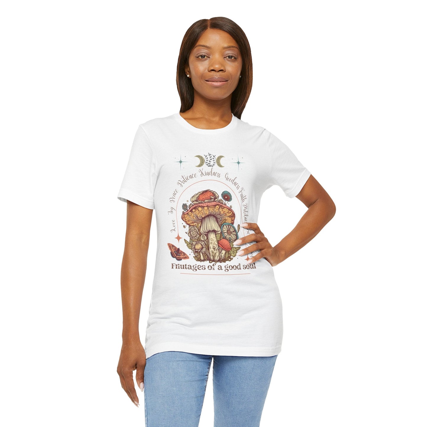 Soft Comfy Tee with Unique 'Fruitages of a Good Soul' Cottagecore Design - Solei Designs