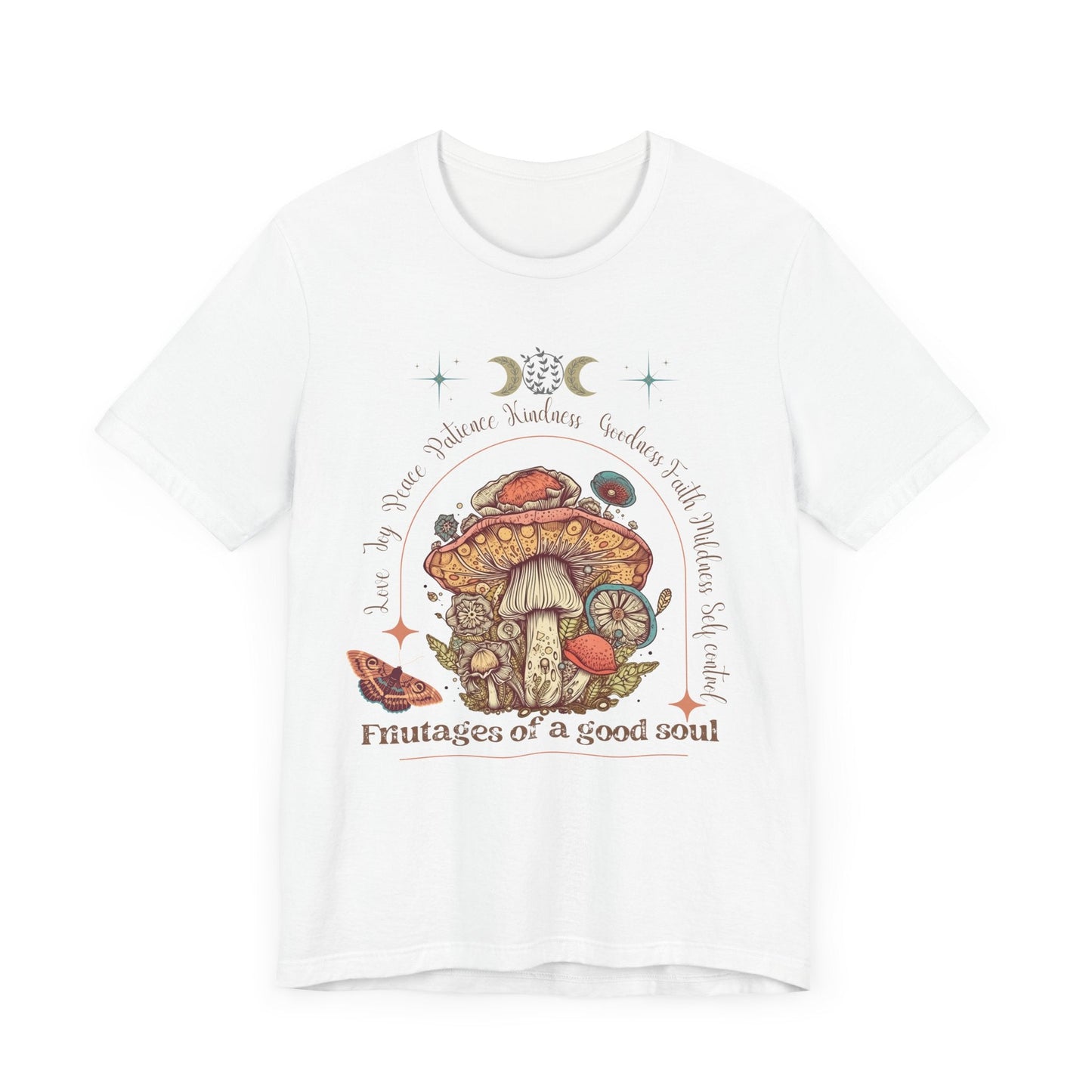Soft Comfy Tee with Unique 'Fruitages of a Good Soul' Cottagecore Design - Solei Designs