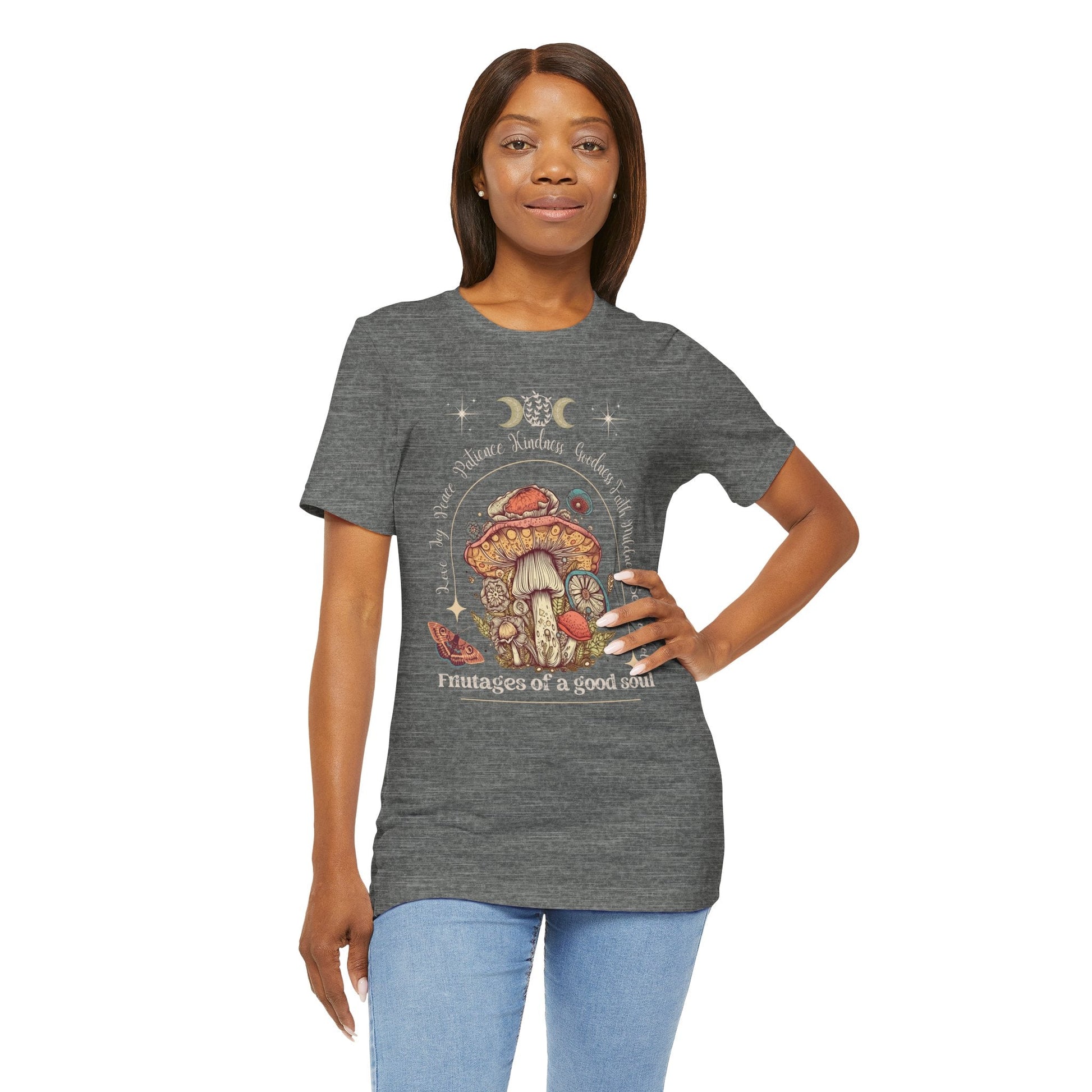 Soft Comfy Tee with Unique 'Fruitages of a Good Soul' Cottagecore Design - Solei Designs