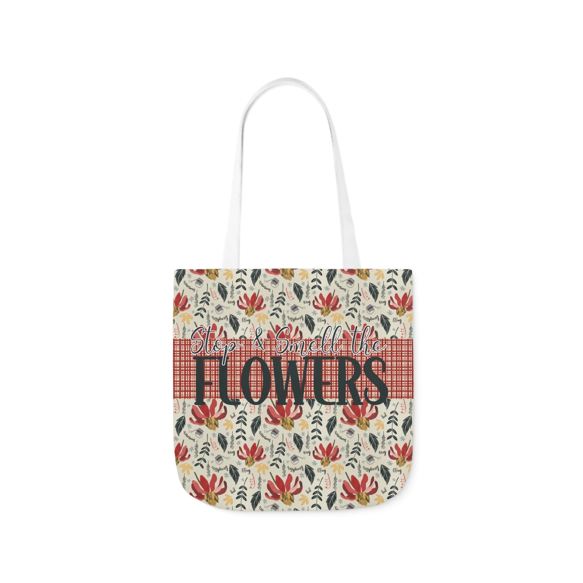 Stop and Smell the Flowers - Canvas Tote Bag with hand drawn artwork - Solei Designs