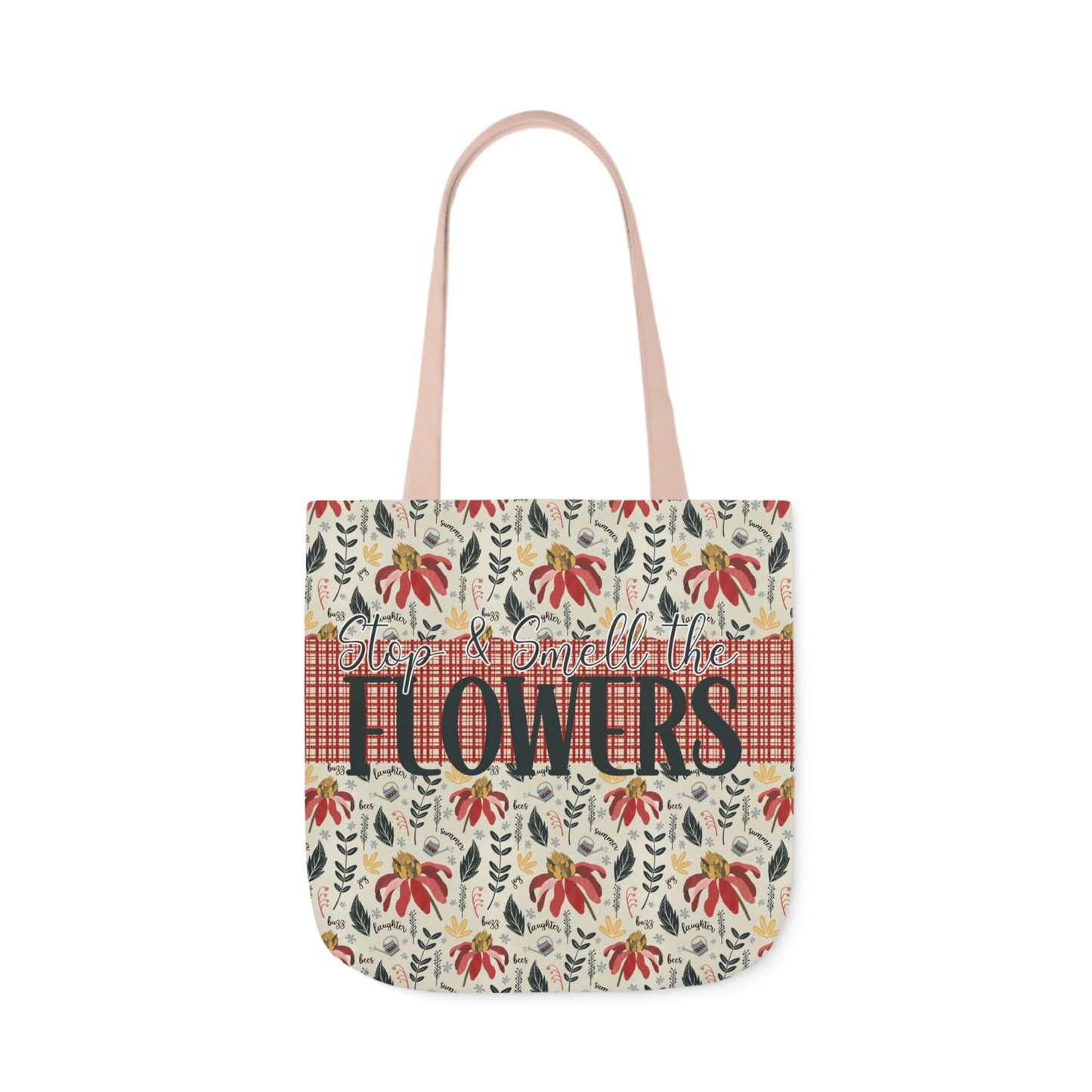 Stop and Smell the Flowers - Canvas Tote Bag with hand drawn artwork - Solei Designs