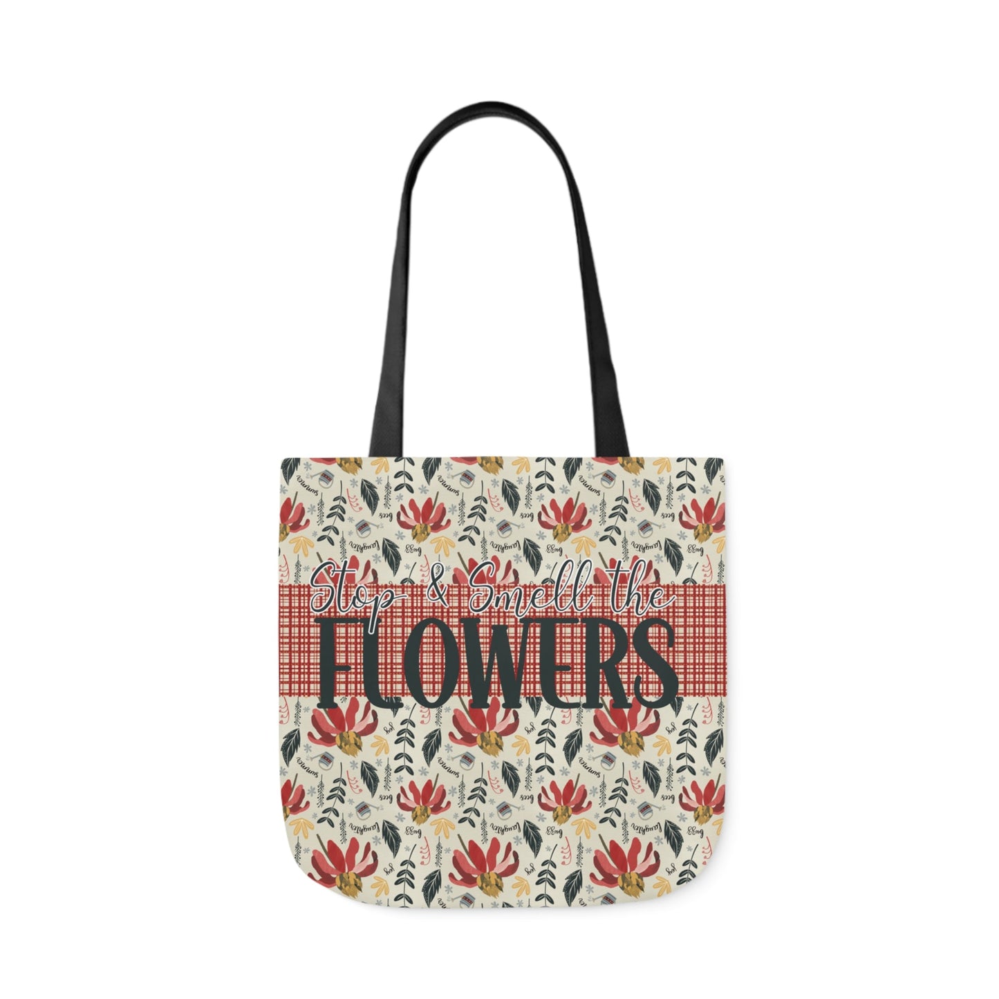 Stop and Smell the Flowers - Canvas Tote Bag with hand drawn artwork - Solei Designs