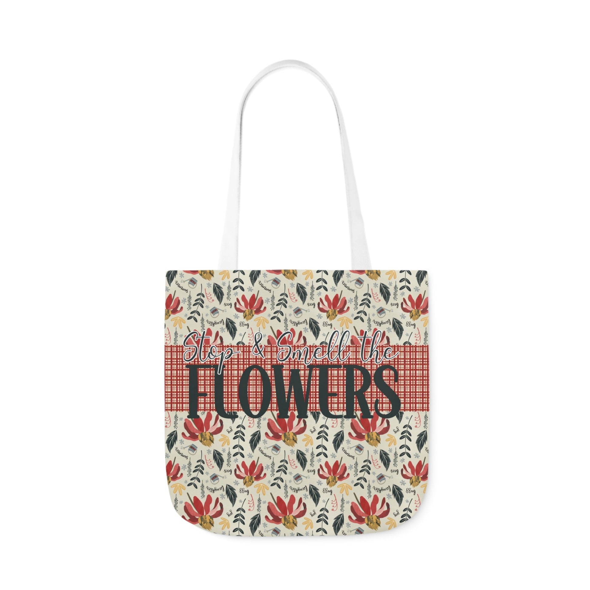 Stop and Smell the Flowers - Canvas Tote Bag with hand drawn artwork - Solei Designs