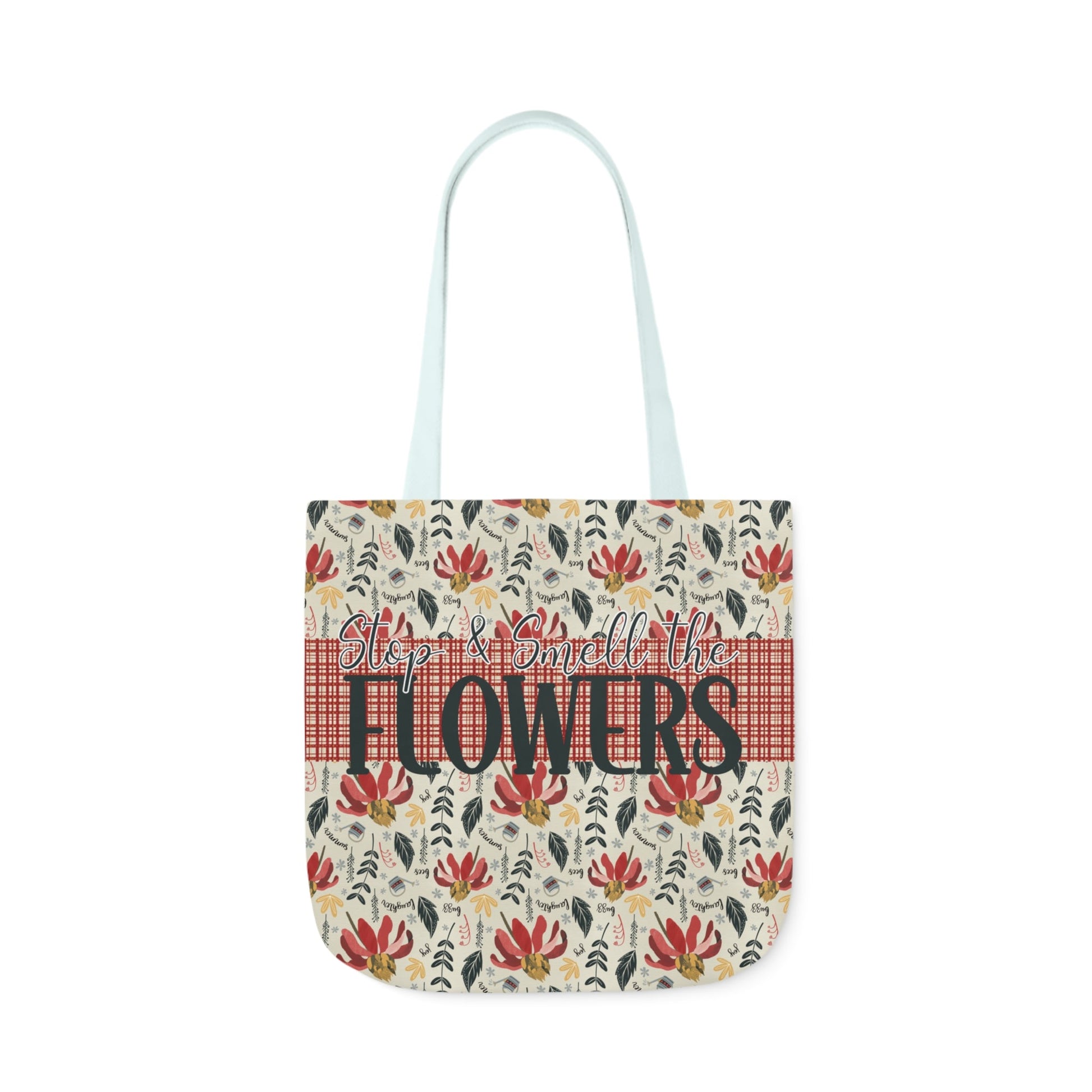 Stop and Smell the Flowers - Canvas Tote Bag with hand drawn artwork - Solei Designs