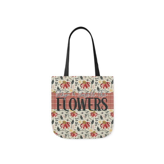 Stop and Smell the Flowers - Canvas Tote Bag with hand drawn artwork - Solei Designs