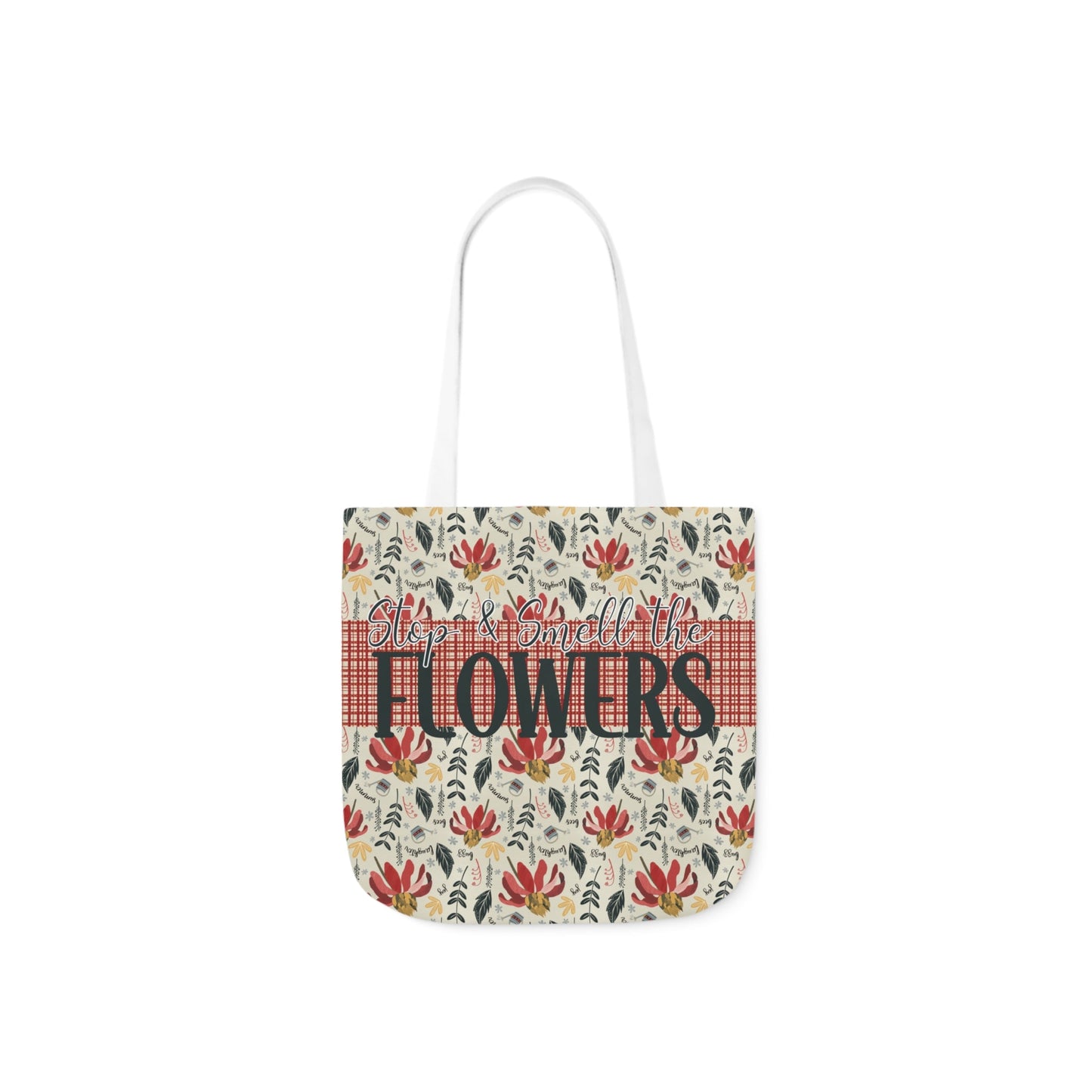 Stop and Smell the Flowers - Canvas Tote Bag with hand drawn artwork - Solei Designs