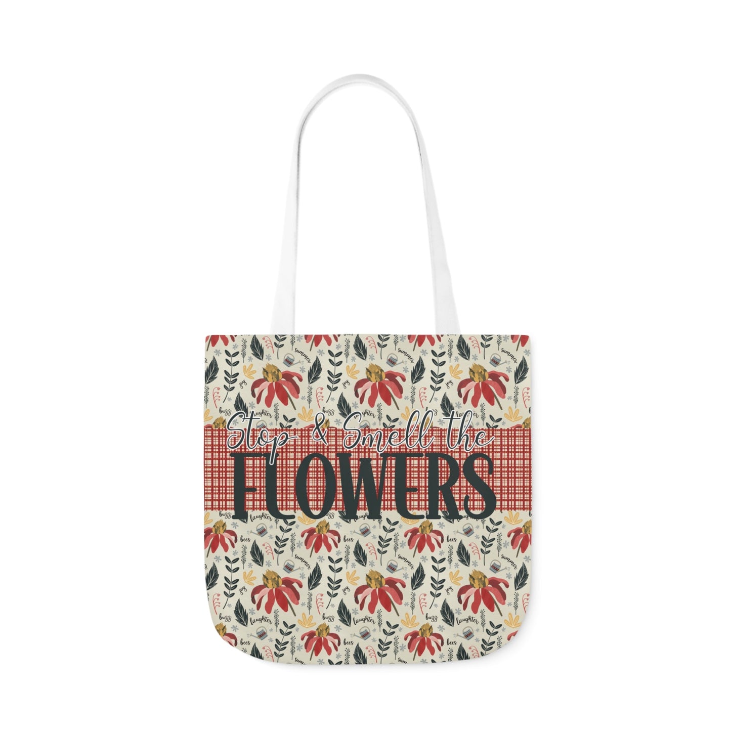 Stop and Smell the Flowers - Canvas Tote Bag with hand drawn artwork - Solei Designs