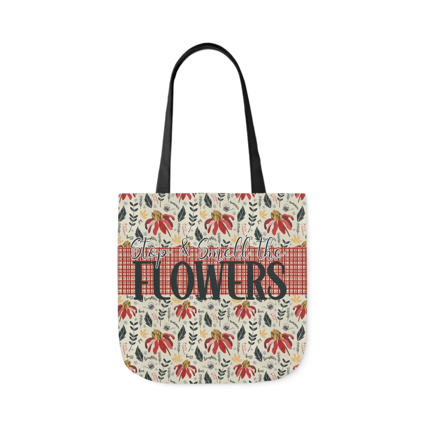 Stop and Smell the Flowers - Canvas Tote Bag with hand drawn artwork - Solei Designs