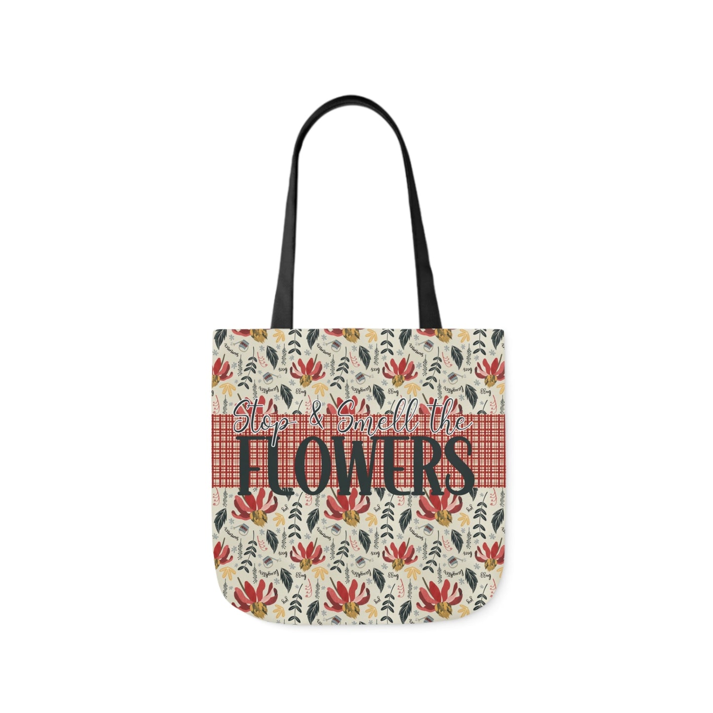 Stop and Smell the Flowers - Canvas Tote Bag with hand drawn artwork - Solei Designs