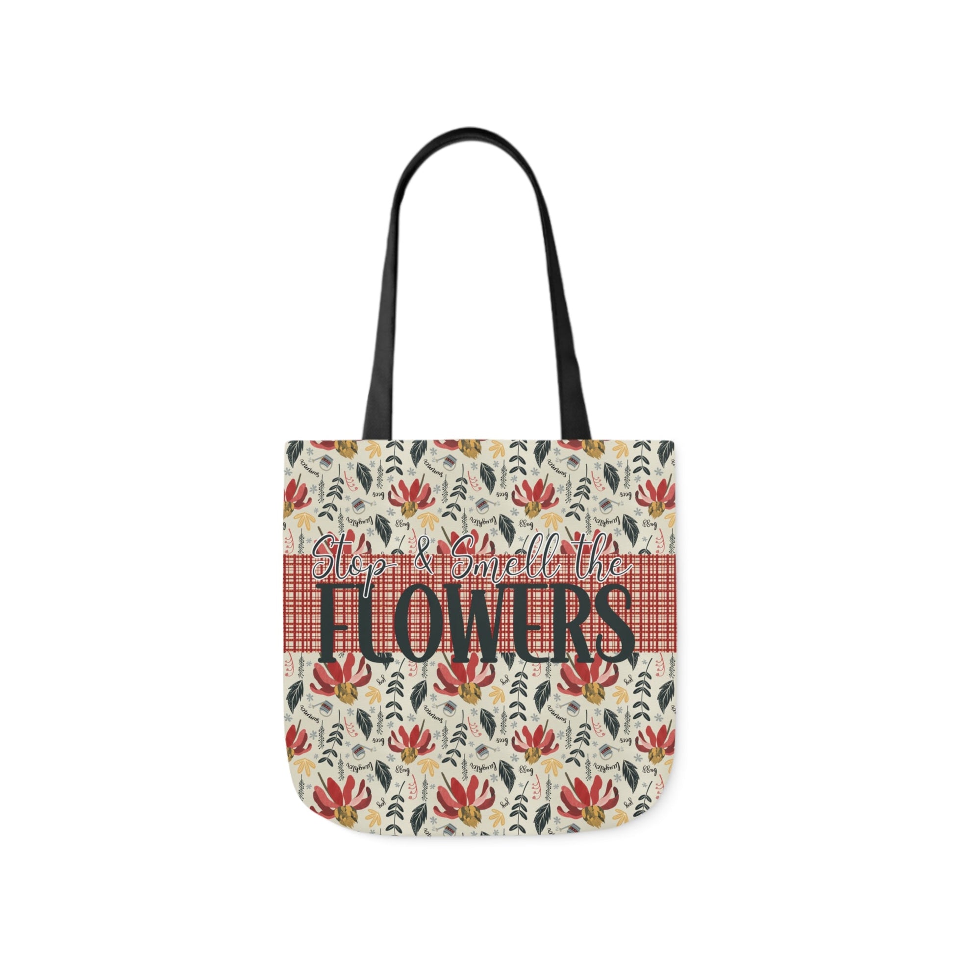 Stop and Smell the Flowers - Canvas Tote Bag with hand drawn artwork - Solei Designs