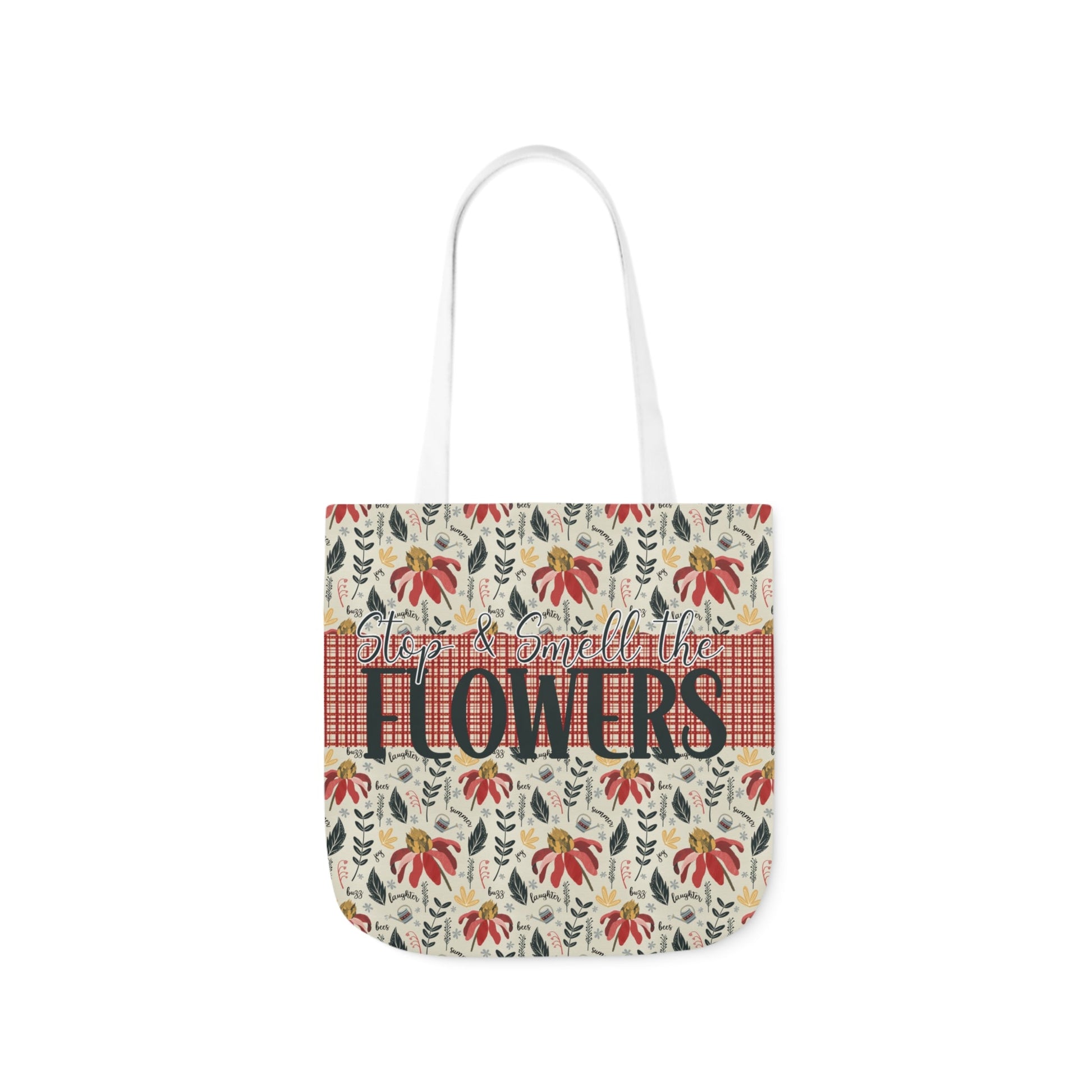 Stop and Smell the Flowers - Canvas Tote Bag with hand drawn artwork - Solei Designs