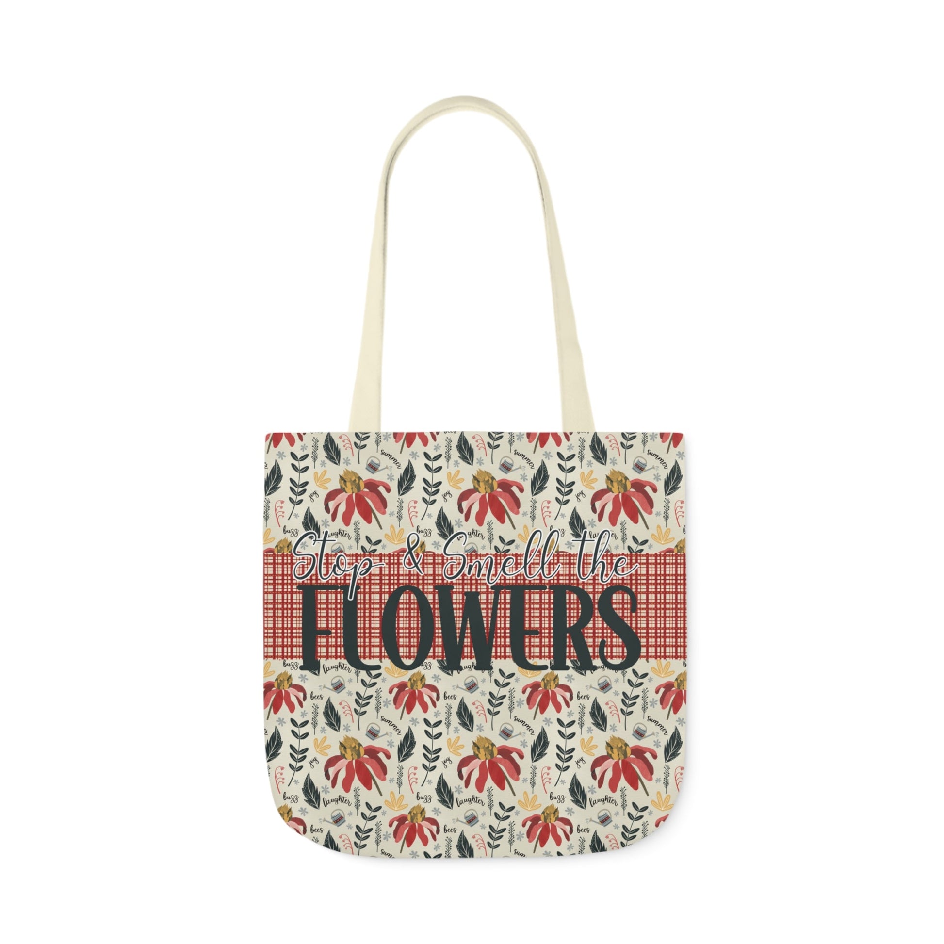 Stop and Smell the Flowers - Canvas Tote Bag with hand drawn artwork - Solei Designs