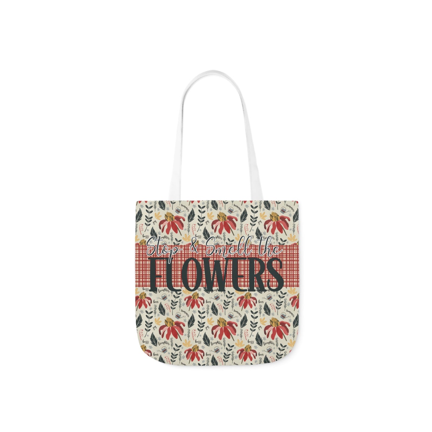 Stop and Smell the Flowers - Canvas Tote Bag with hand drawn artwork - Solei Designs