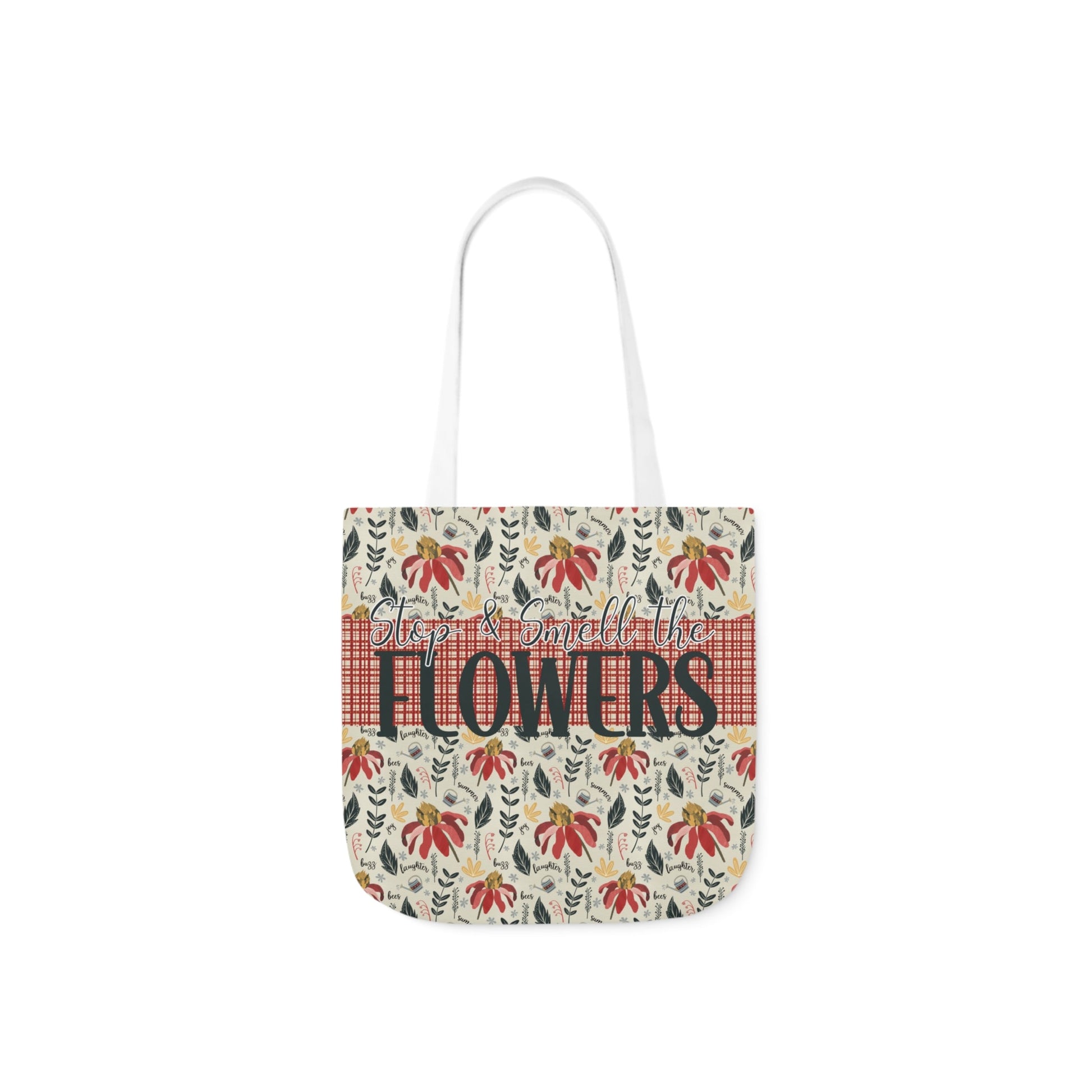 Stop and Smell the Flowers - Canvas Tote Bag with hand drawn artwork - Solei Designs