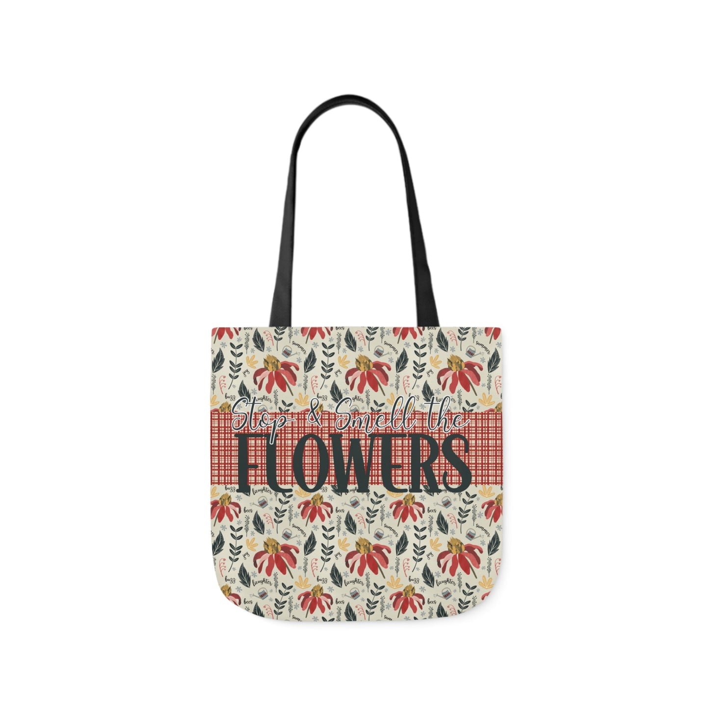 Stop and Smell the Flowers - Canvas Tote Bag with hand drawn artwork - Solei Designs