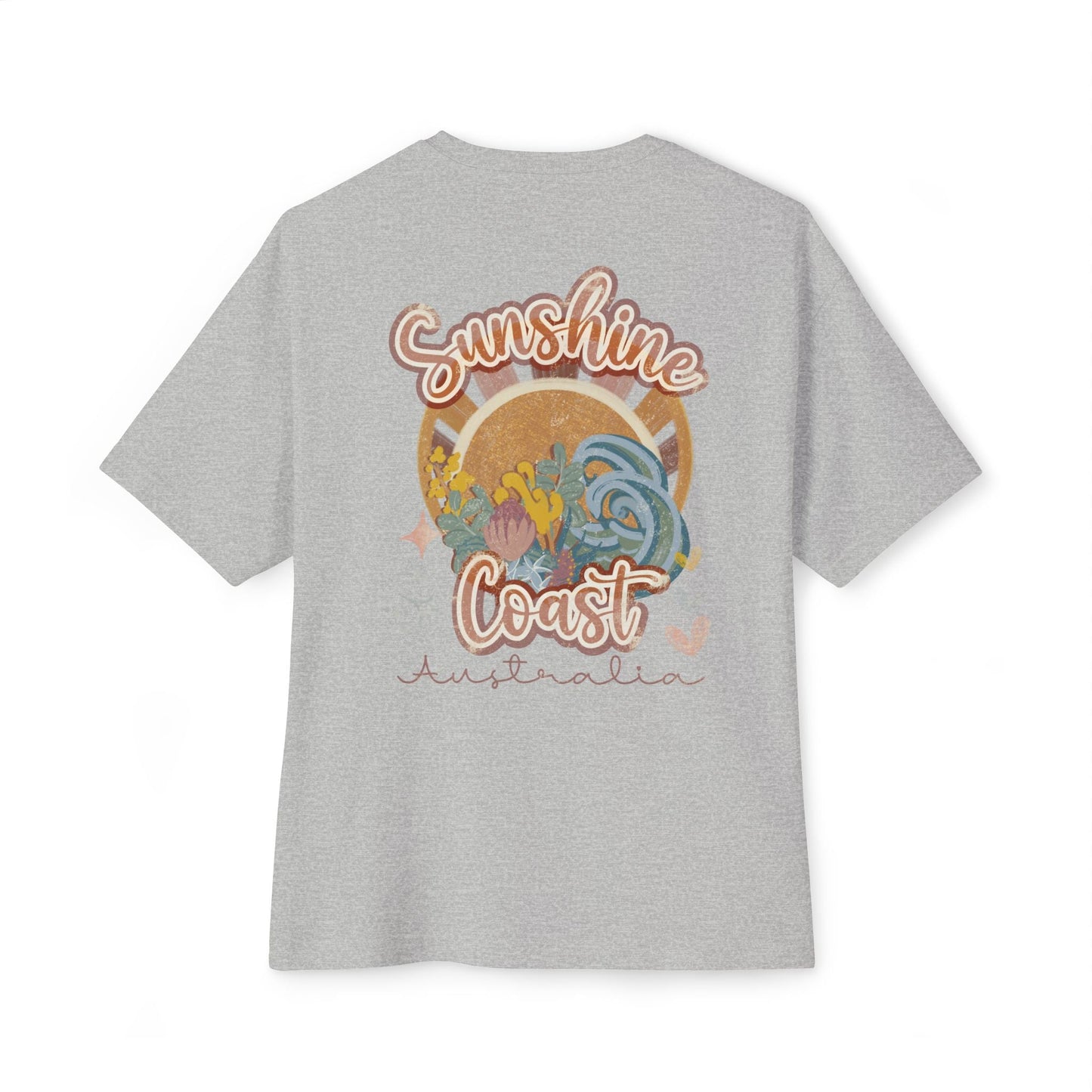 Sunny Coast Vintage Unisex Oversized Boxy Tee - Relaxed Fit Graphic Tee for Beach Lovers - Solei Designs