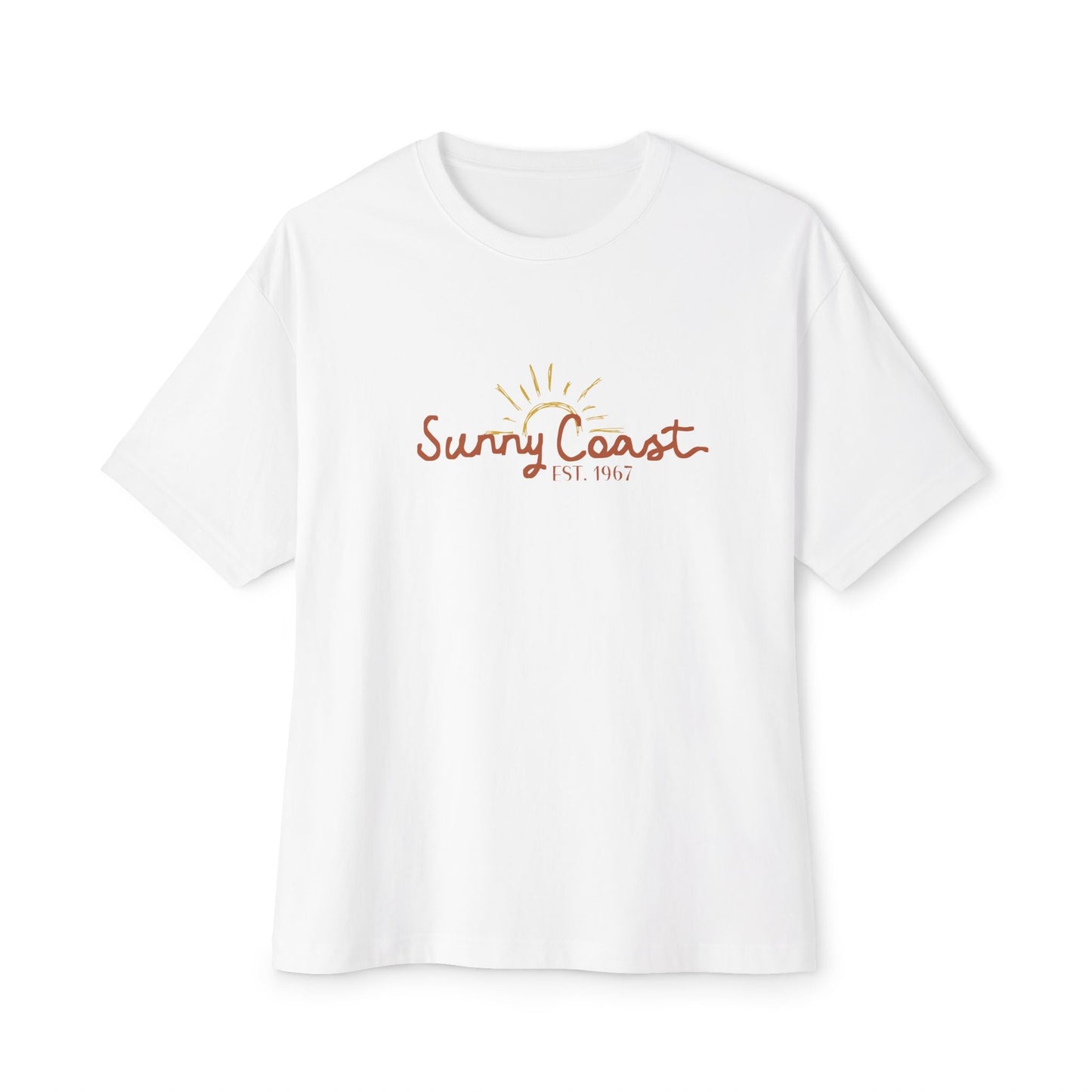 Sunny Coast Vintage Unisex Oversized Boxy Tee - Relaxed Fit Graphic Tee for Beach Lovers - Solei Designs