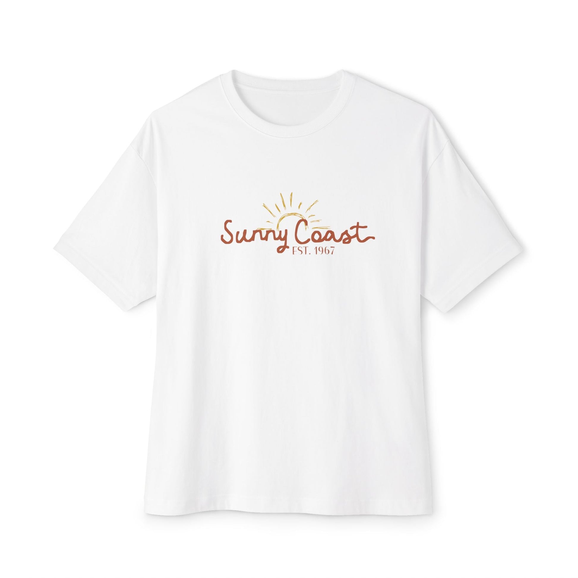 Sunny Coast Vintage Unisex Oversized Boxy Tee - Relaxed Fit Graphic Tee for Beach Lovers - Solei Designs