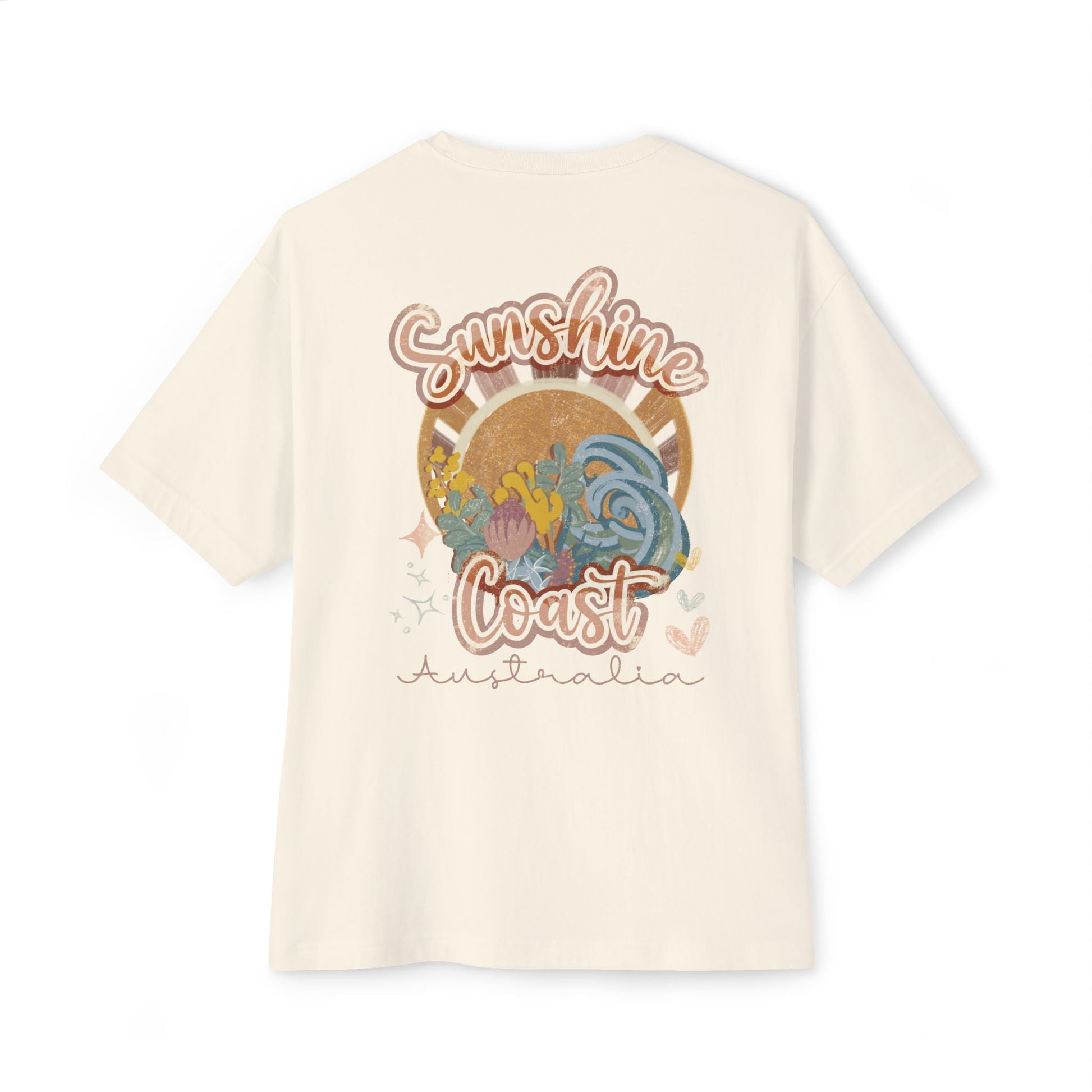 Sunny Coast Vintage Unisex Oversized Boxy Tee - Relaxed Fit Graphic Tee for Beach Lovers - Solei Designs