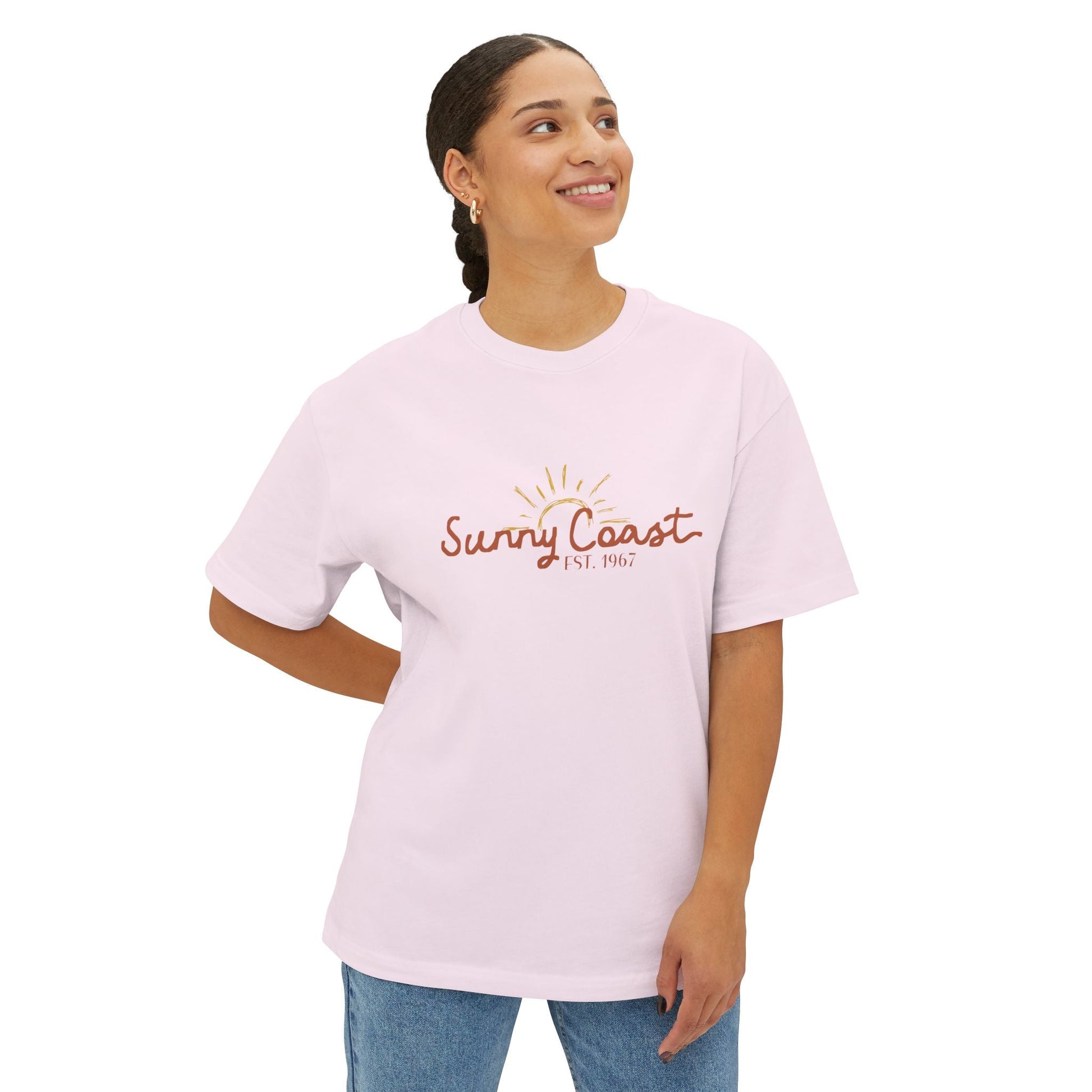 Sunny Coast Vintage Unisex Oversized Boxy Tee - Relaxed Fit Graphic Tee for Beach Lovers - Solei Designs