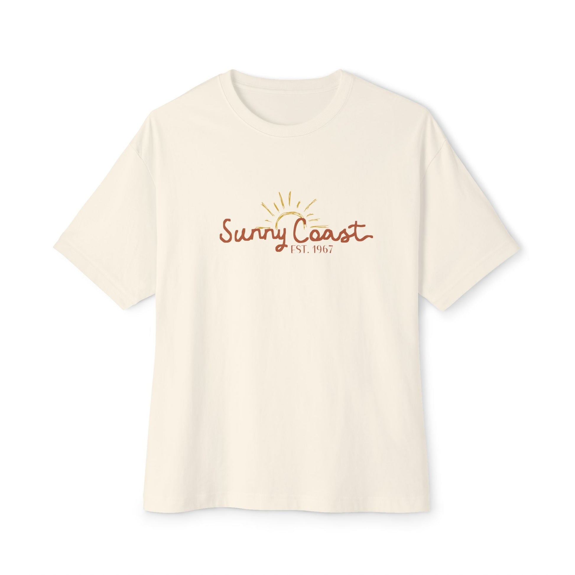 Sunny Coast Vintage Unisex Oversized Boxy Tee - Relaxed Fit Graphic Tee for Beach Lovers - Solei Designs