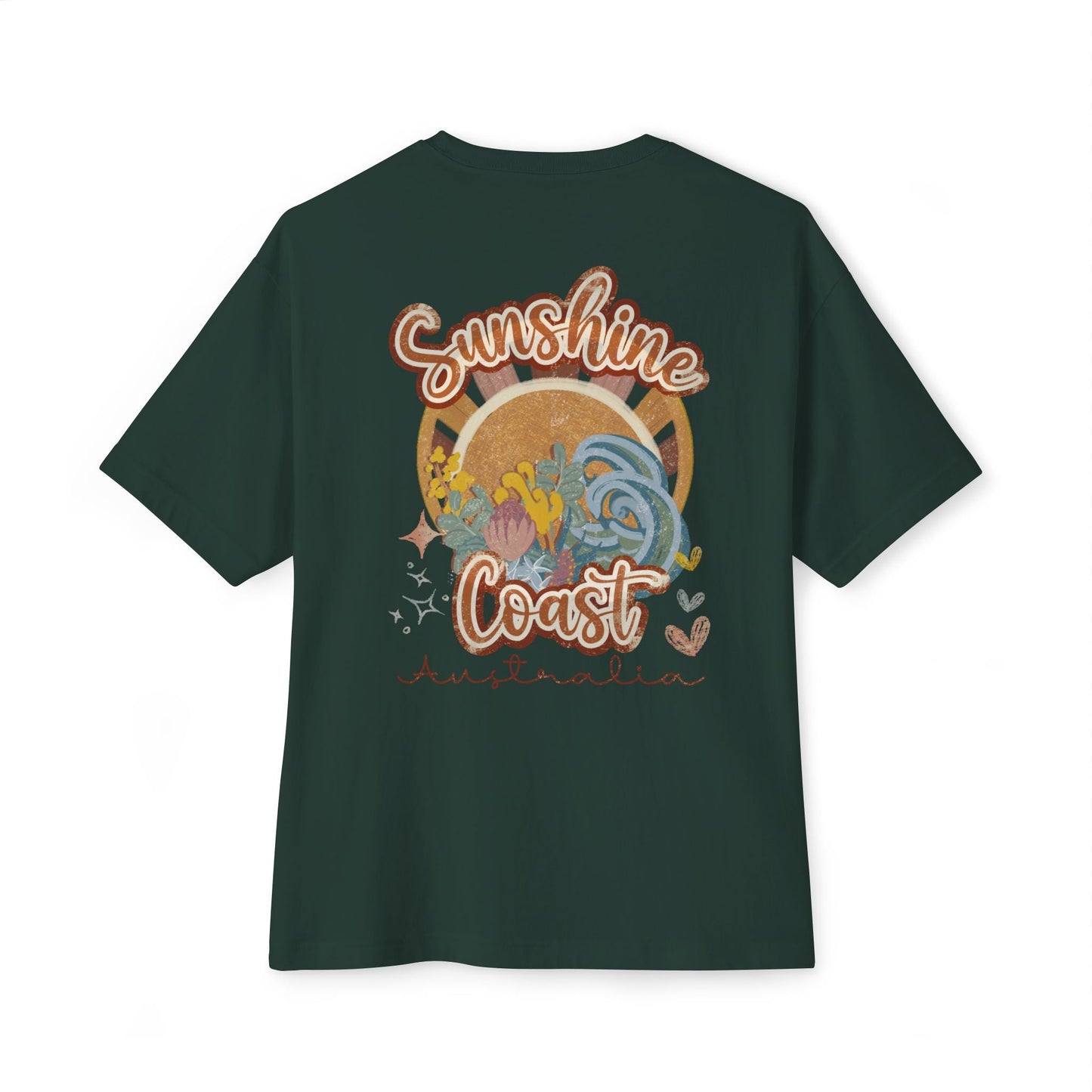 Sunny Coast Vintage Unisex Oversized Boxy Tee - Relaxed Fit Graphic Tee for Beach Lovers - Solei Designs