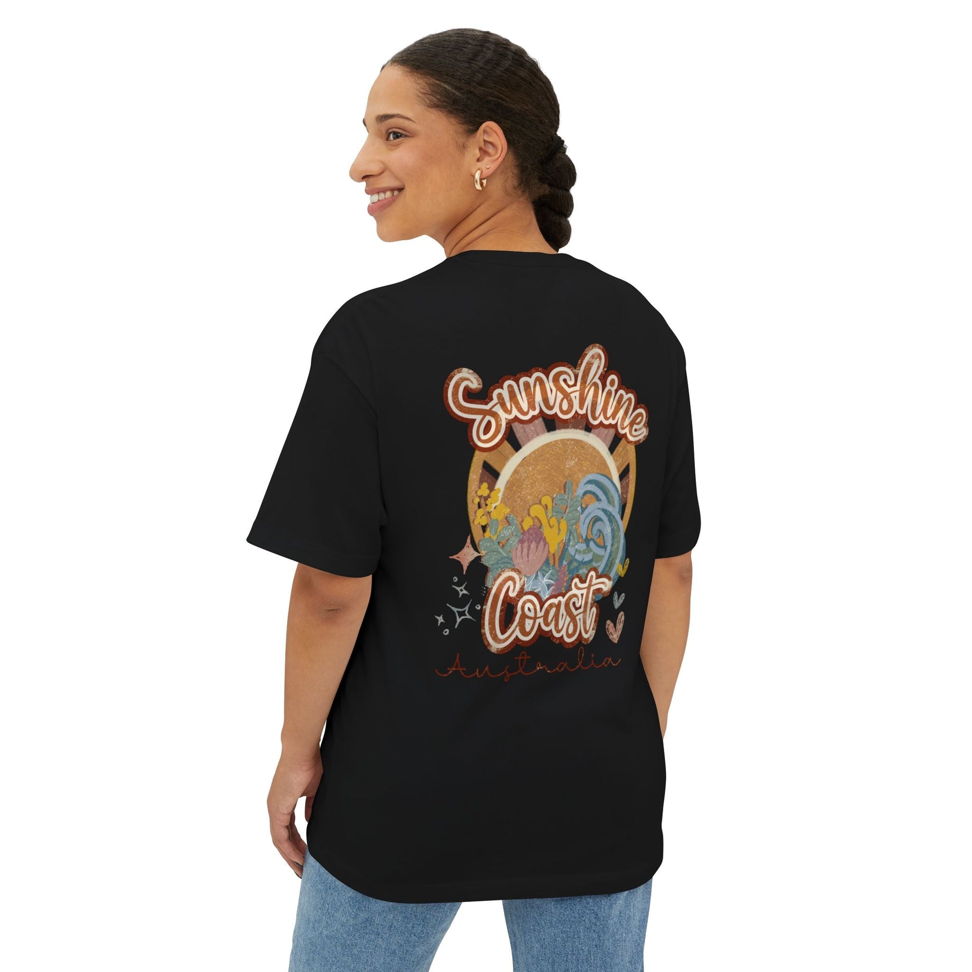 Sunny Coast Vintage Unisex Oversized Boxy Tee - Relaxed Fit Graphic Tee for Beach Lovers - Solei Designs