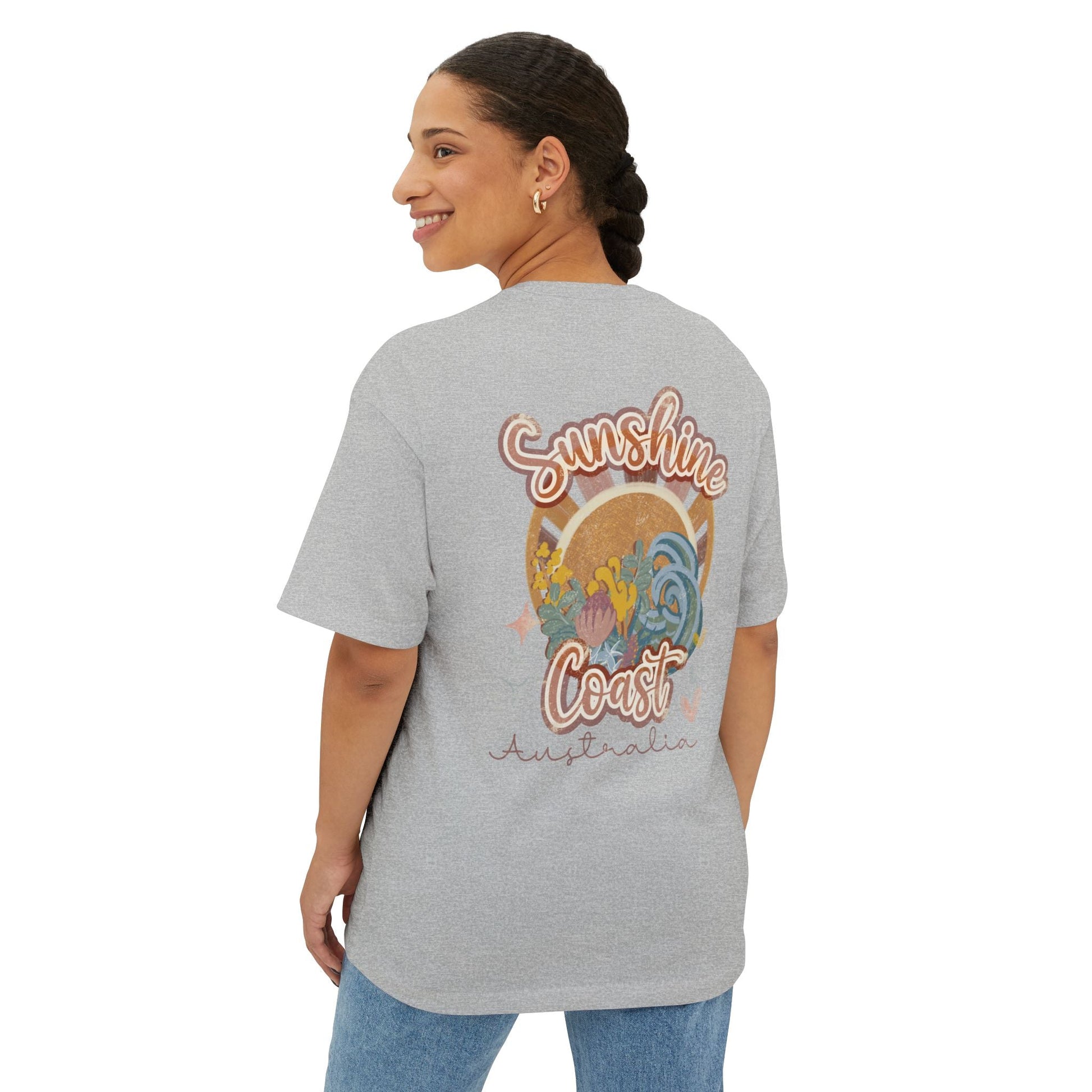Sunny Coast Vintage Unisex Oversized Boxy Tee - Relaxed Fit Graphic Tee for Beach Lovers - Solei Designs