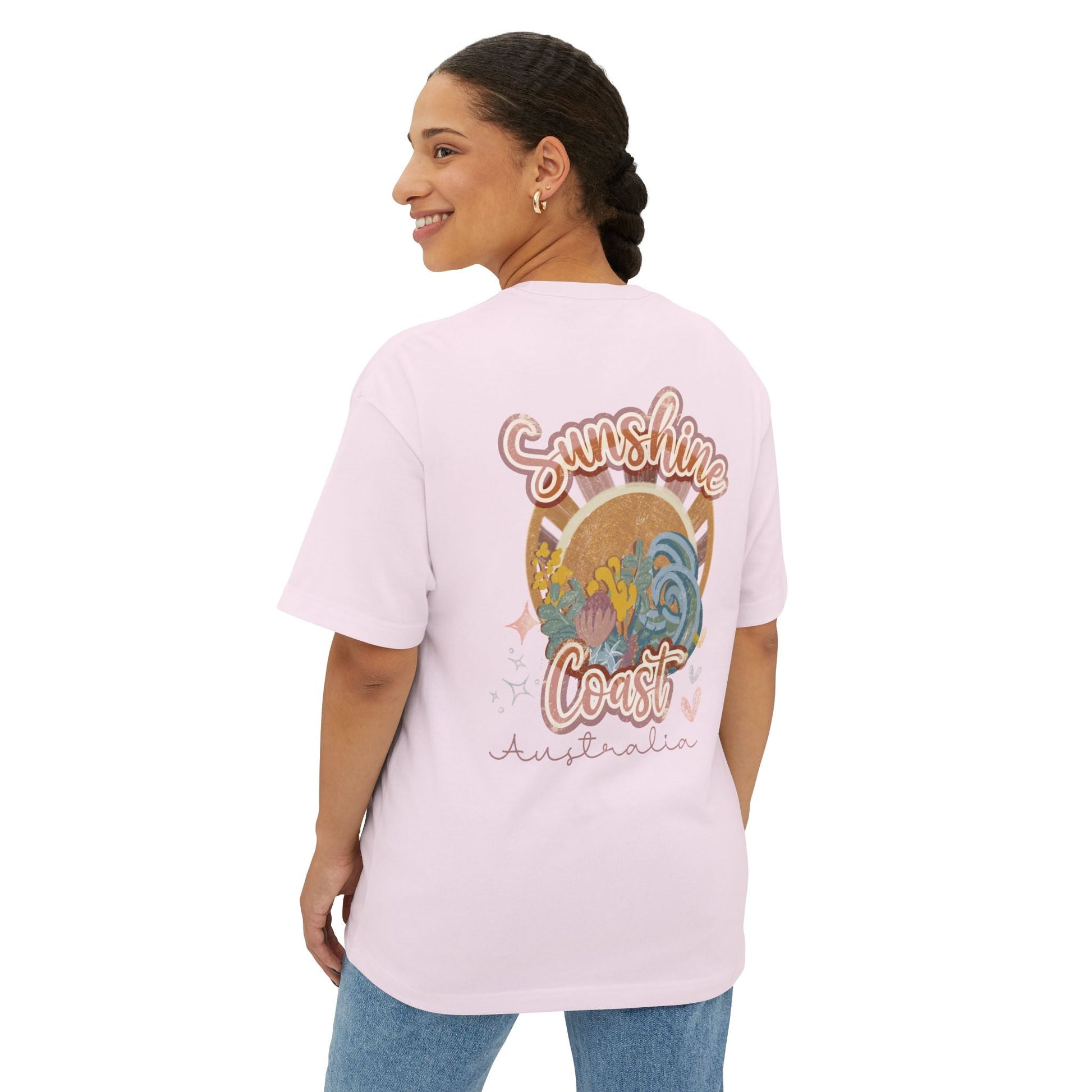 Sunny Coast Vintage Unisex Oversized Boxy Tee - Relaxed Fit Graphic Tee for Beach Lovers - Solei Designs